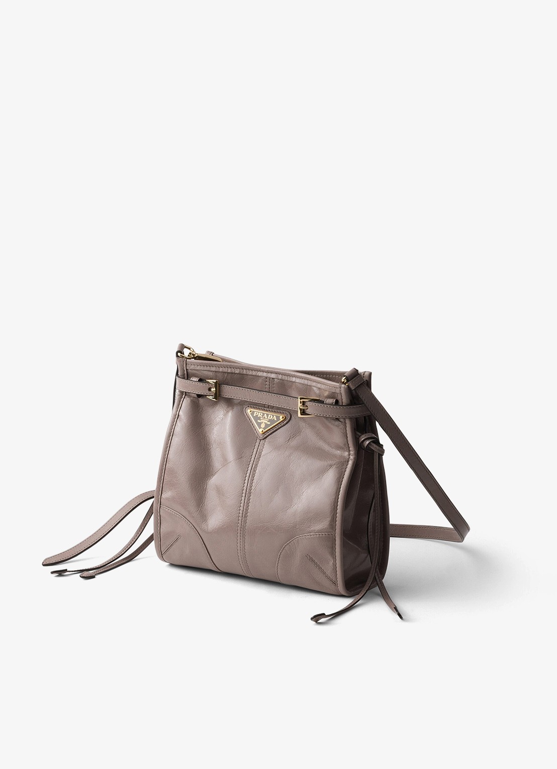 Prada Bonnie Mini schoudertas van kalfsleer - voorkant 5 taupe