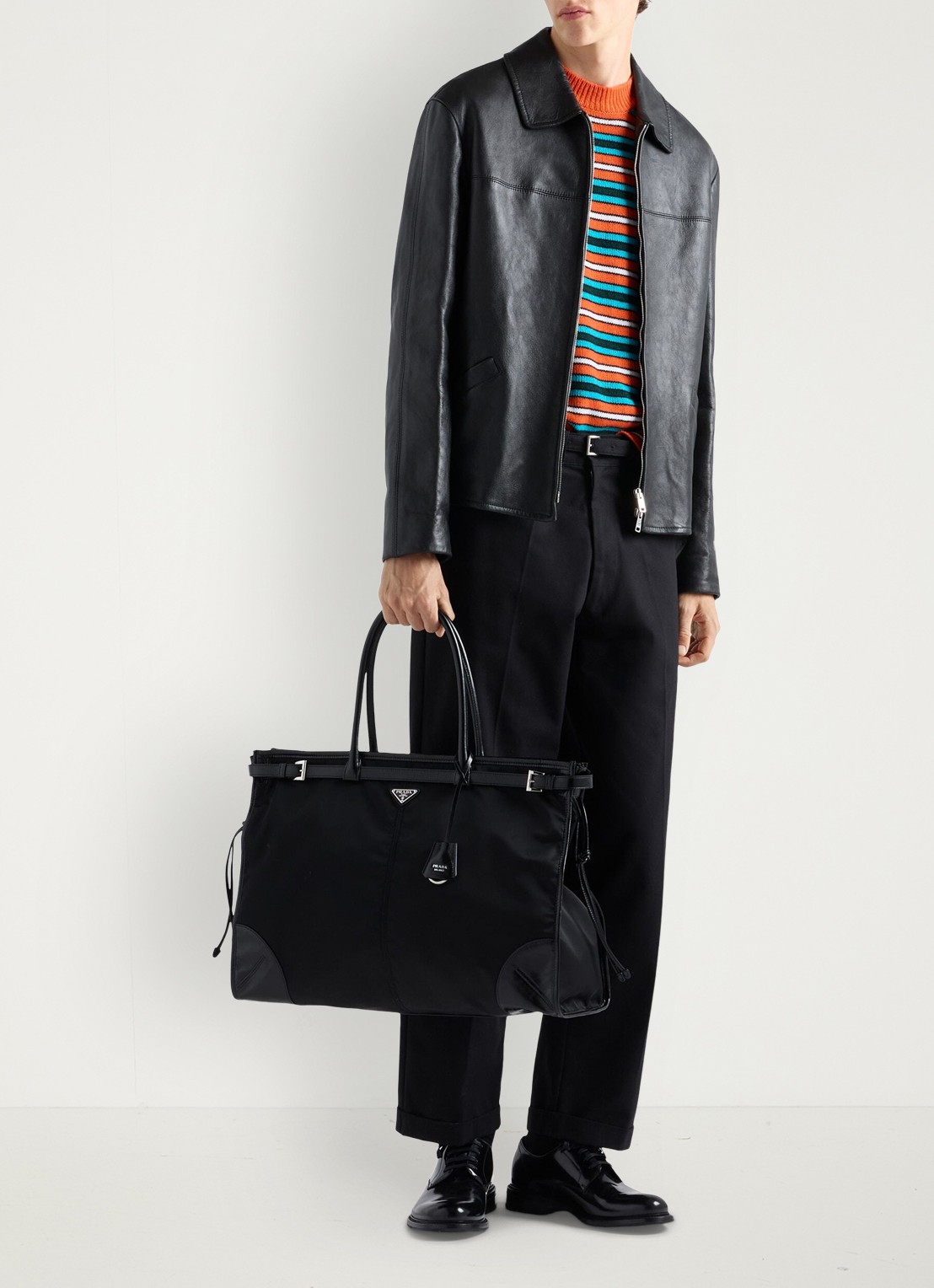Prada Bonnie Re-Nylon schoudertas met leren details - detail 3 zwart