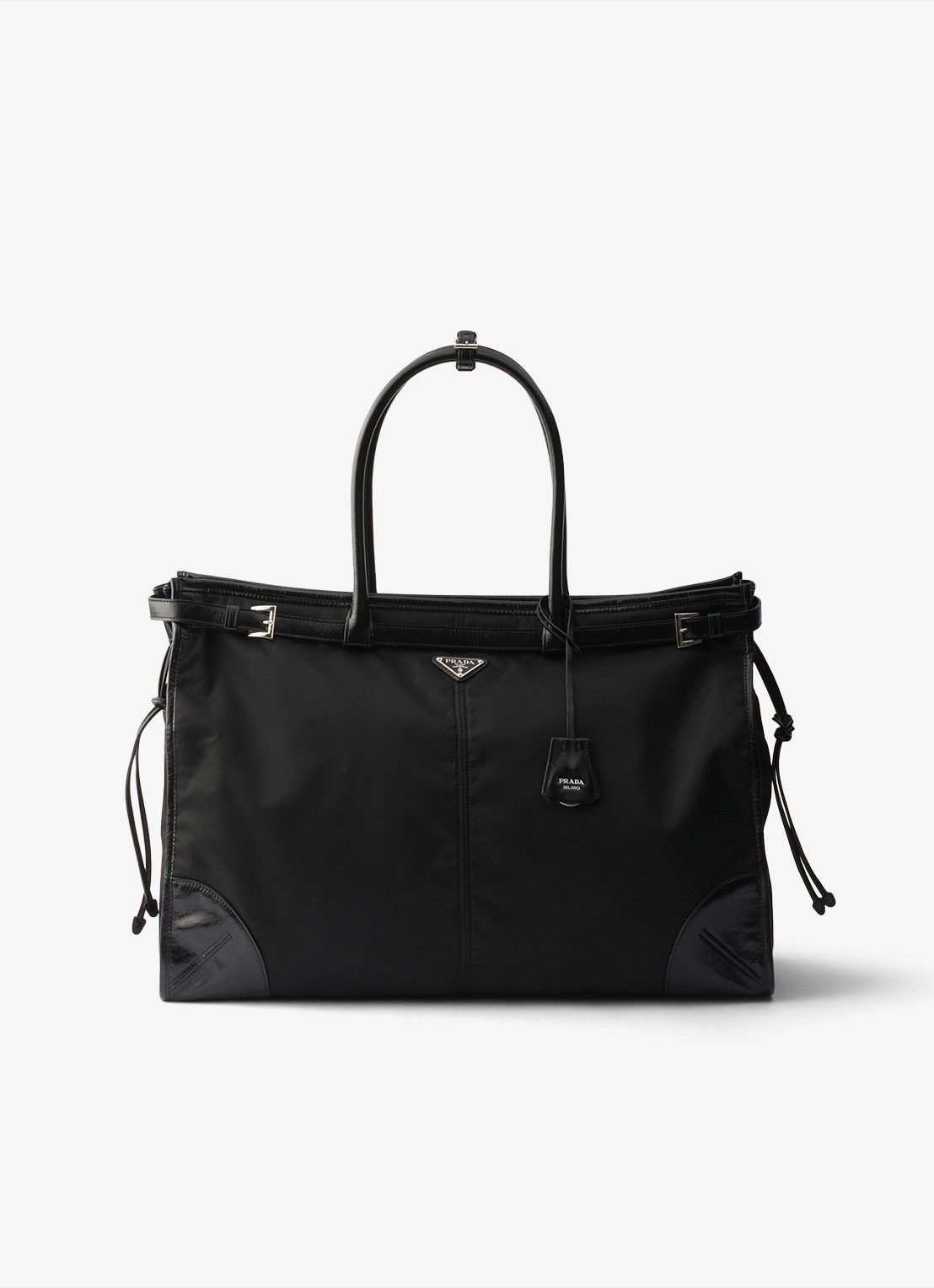 Prada Bonnie Re-Nylon schoudertas met leren details - voorkant 5 zwart