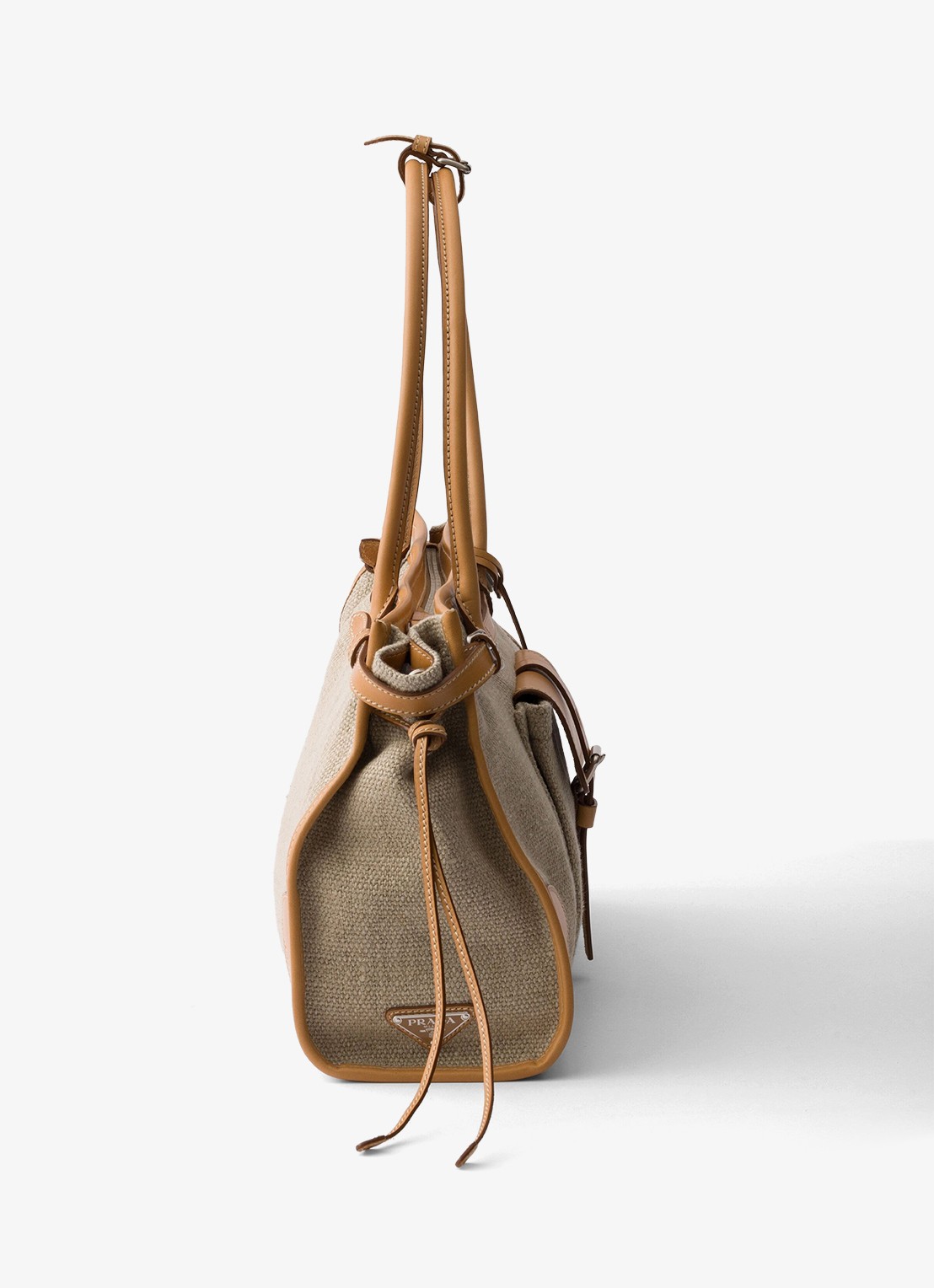 Prada Bonnie schoudertas met leren details - detail 4 zand