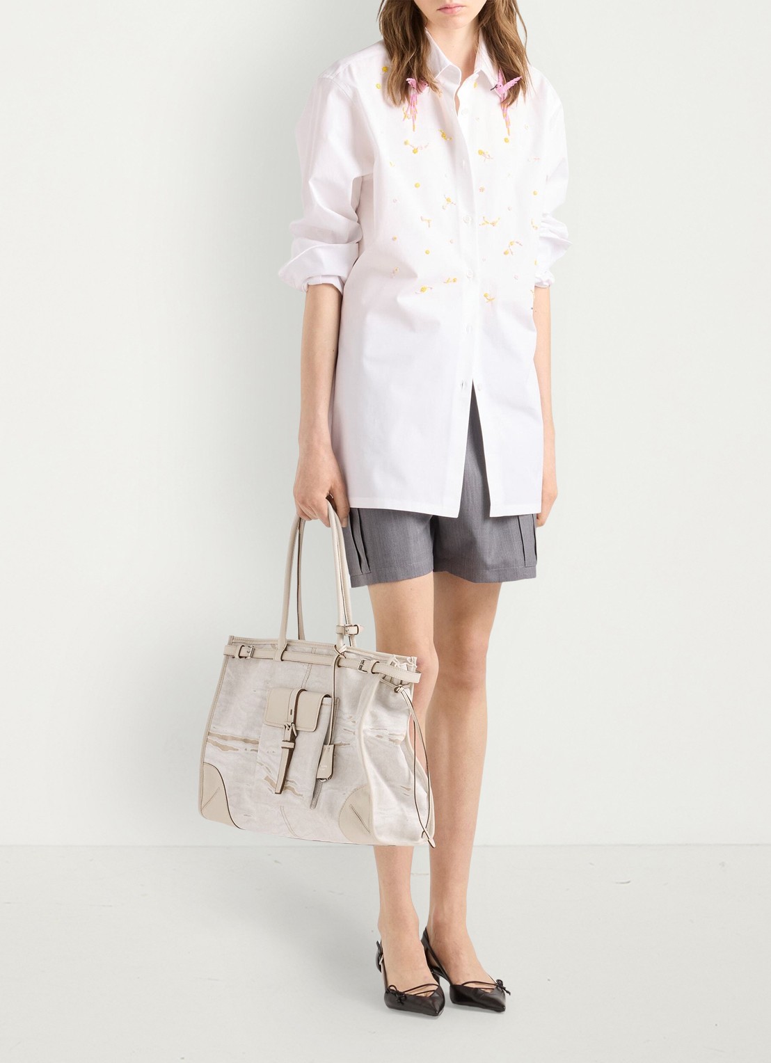 Prada Bonnie schoudertas met leren details - detail 6 wit