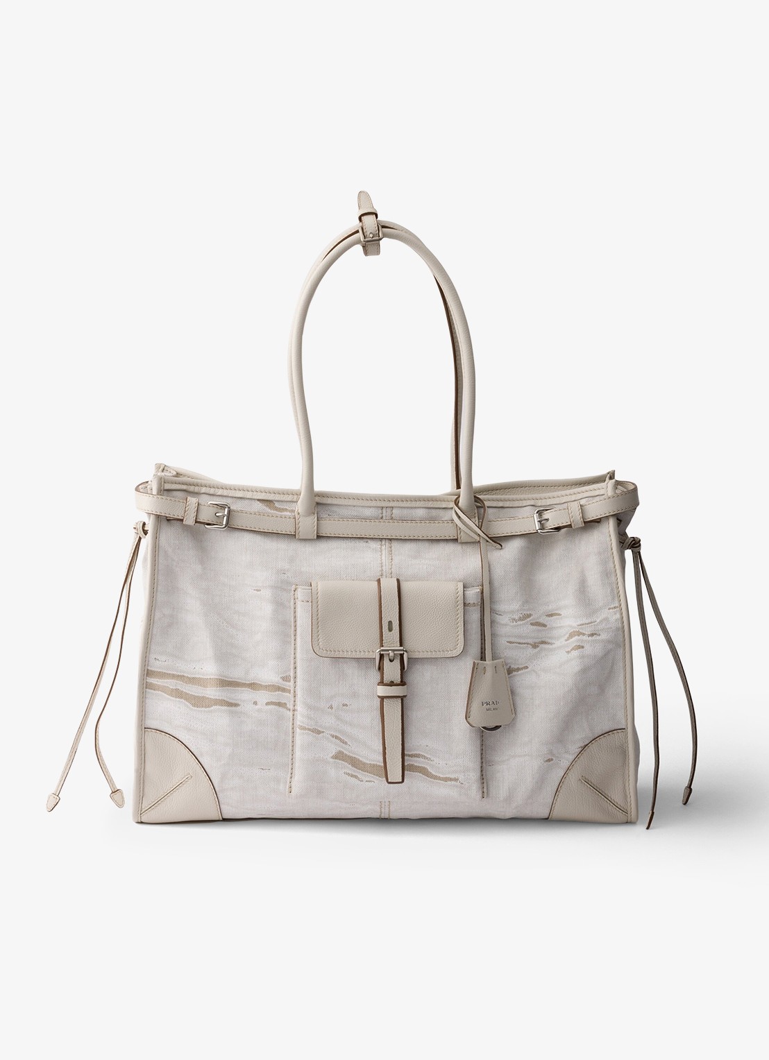 Prada Bonnie schoudertas met leren details - voorkant 2 wit