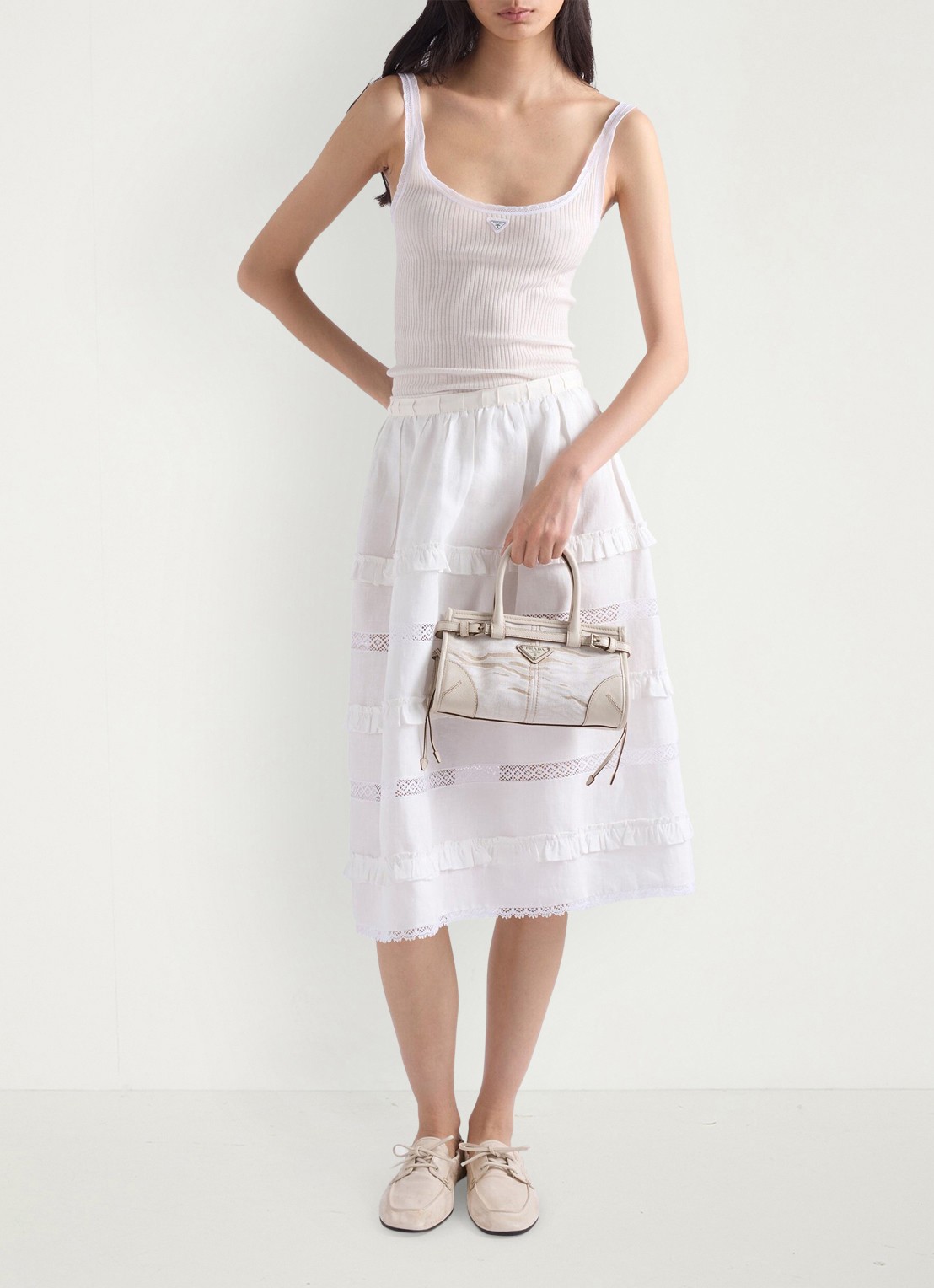 Prada Bonnie Small handtas met leren details - detail 7 wit