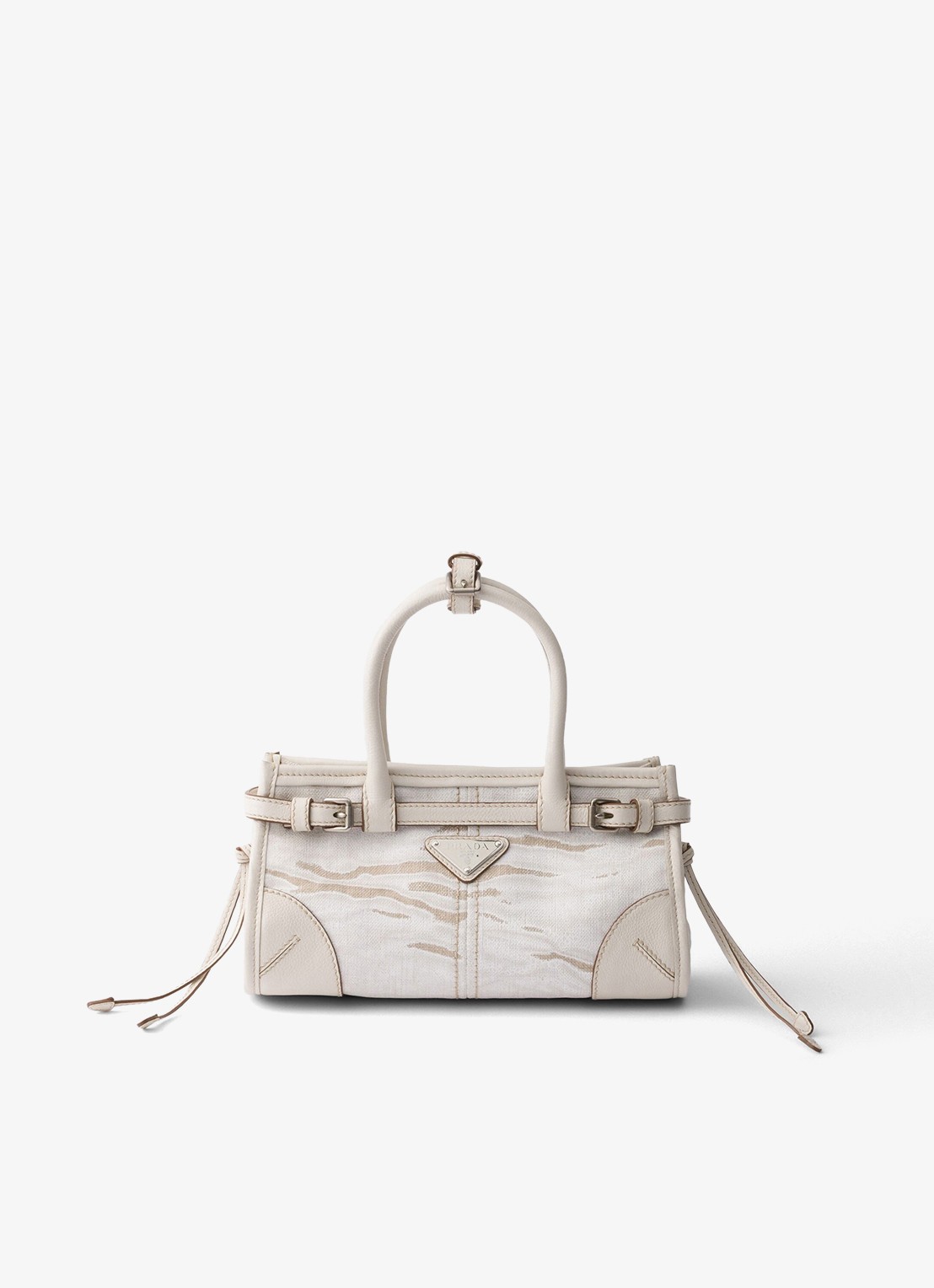 Prada Bonnie Small handtas met leren details - voorkant 2 wit