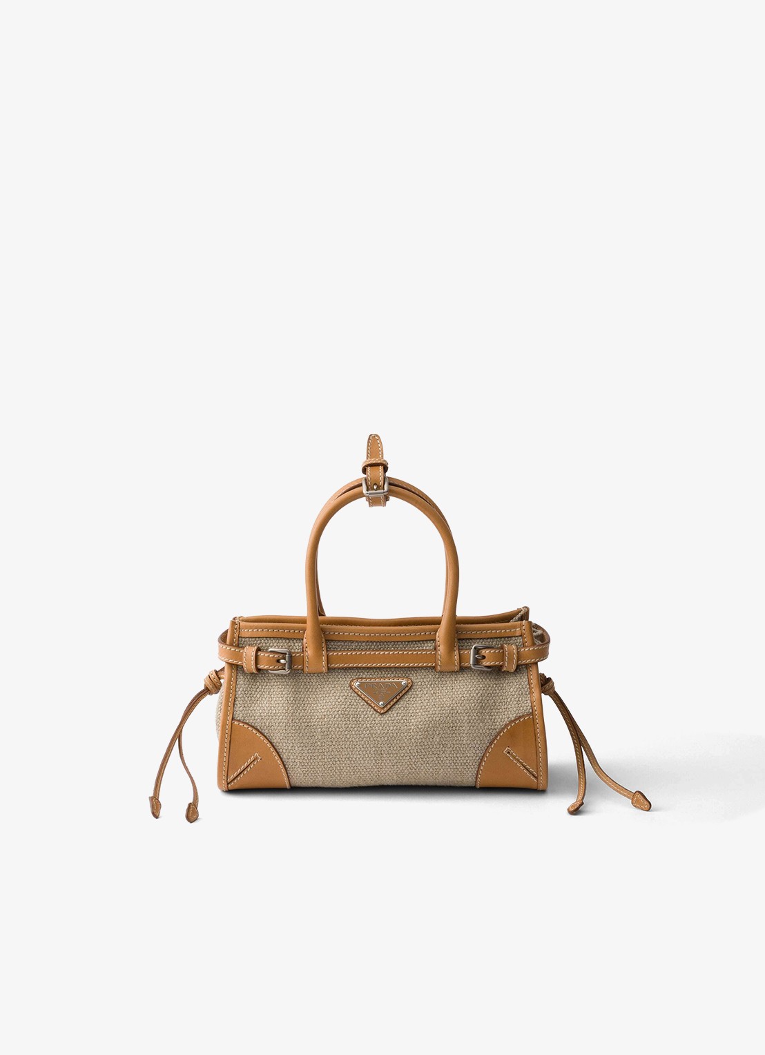Prada Bonnie Small handtas met leren details - voorkant 6 zand