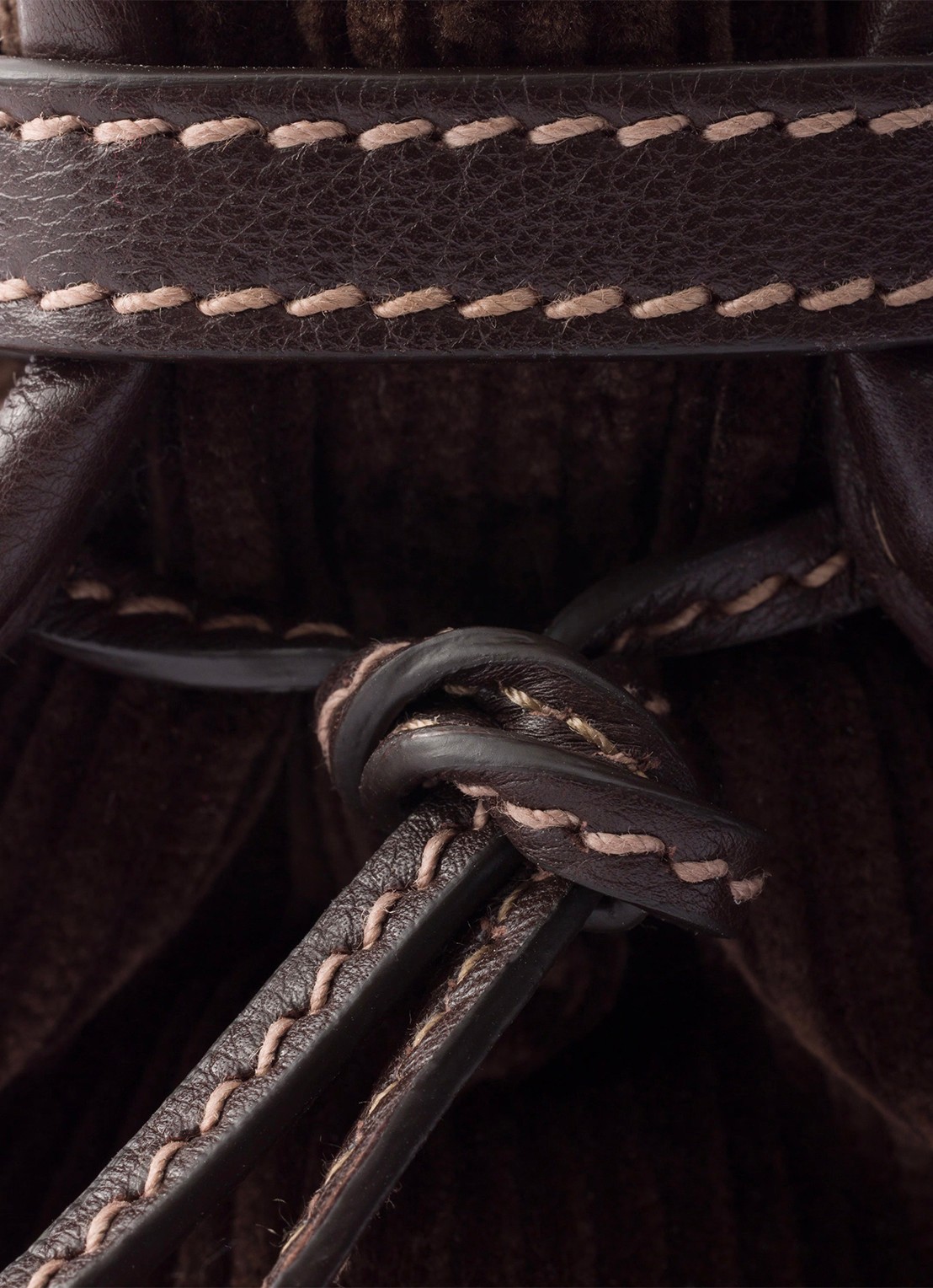 Prada Bonnie Small handtas van corduroy met leren details - detail 4 donkerbruin