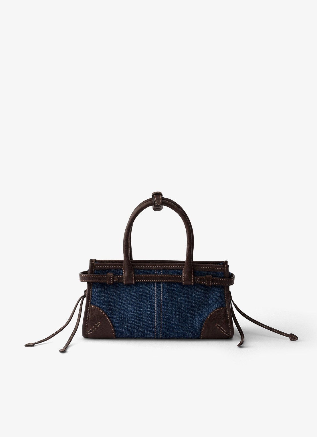 Prada Bonnie Small handtas van denim met leren details - achterkant indigo