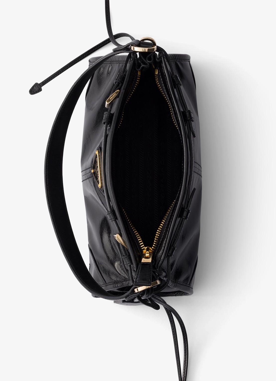 Prada Bonnie Small handtas van kalfsleer - detail zwart