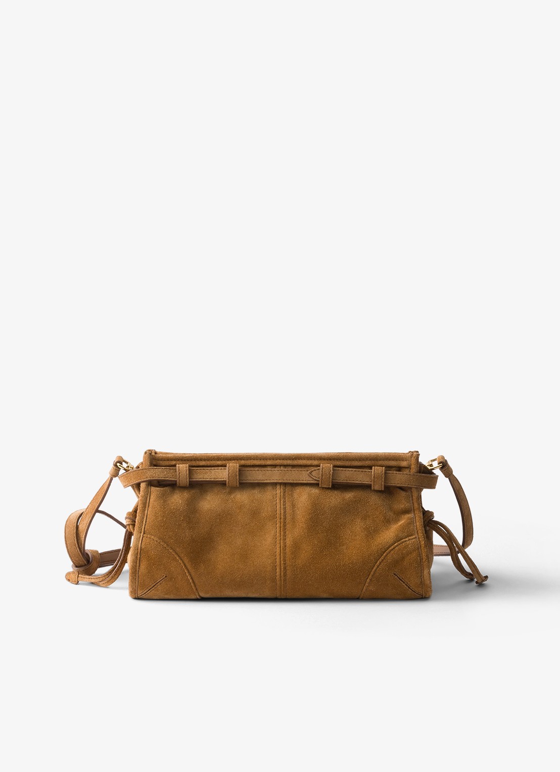 Prada Bonnie Small schoudertas van kalfssuède - achterkant 3 camel