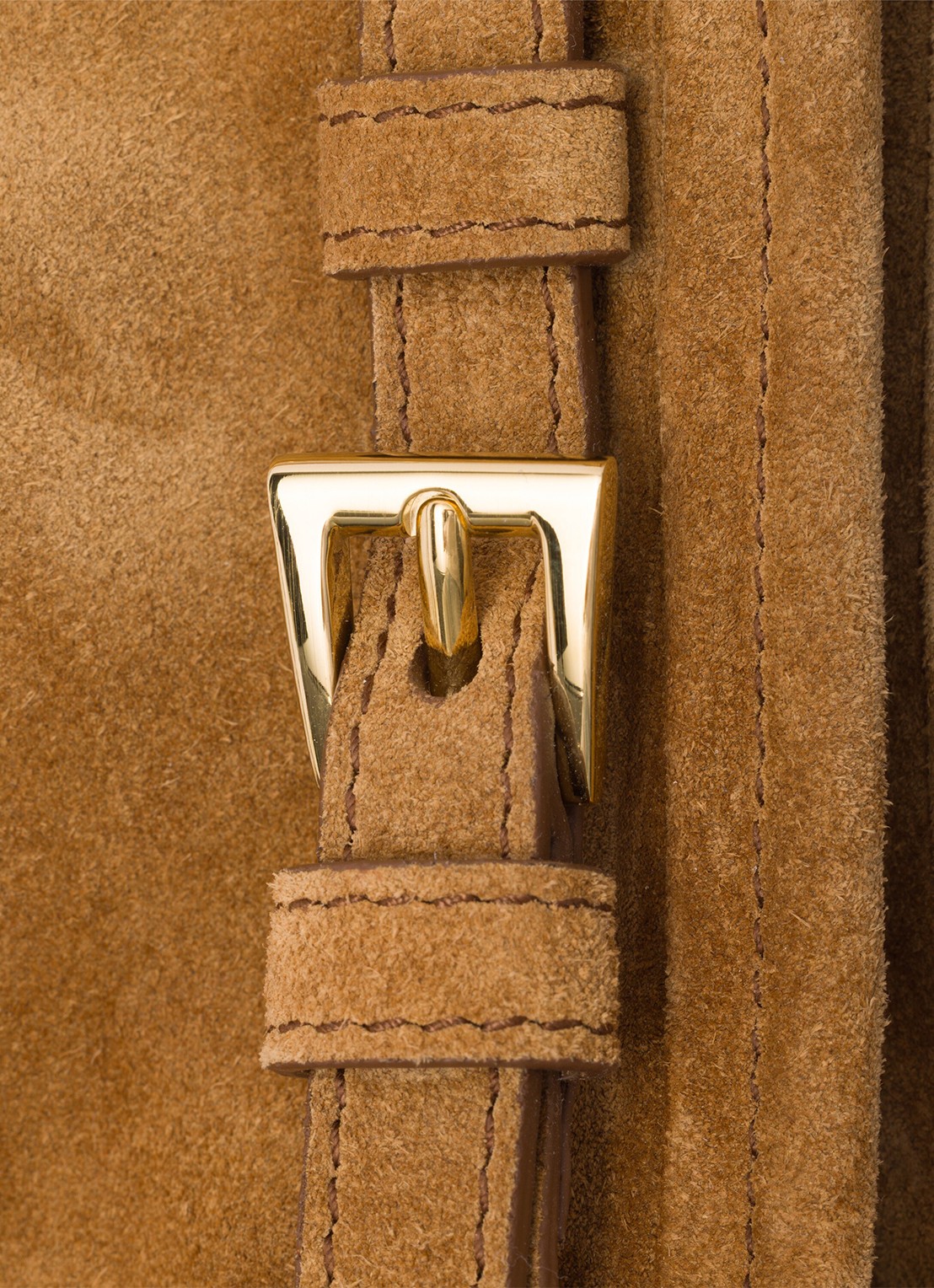 Prada Bonnie Small schoudertas van kalfssuède - detail 4 camel