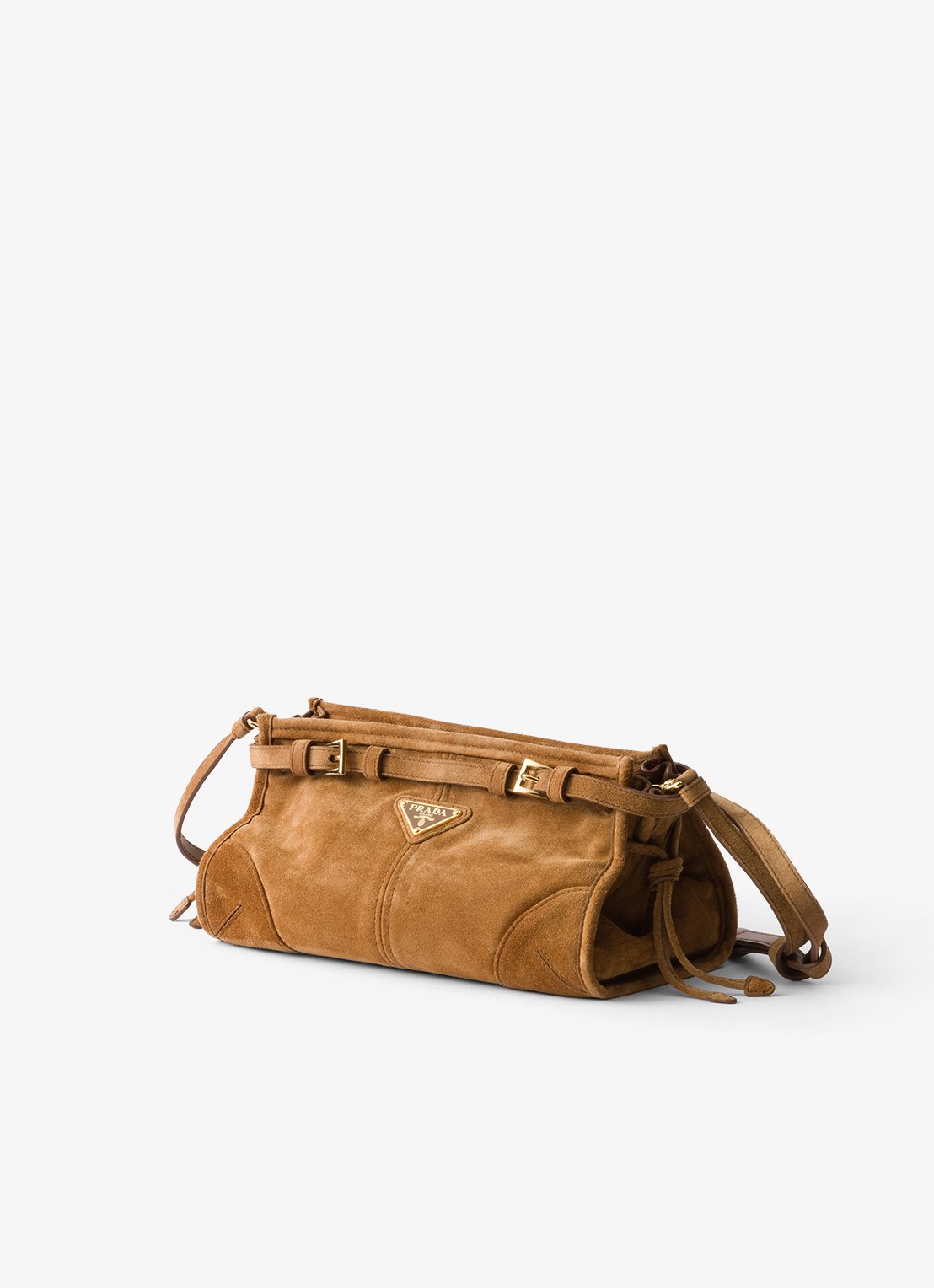 Prada Bonnie Small schoudertas van kalfssuède - voorkant 2 camel