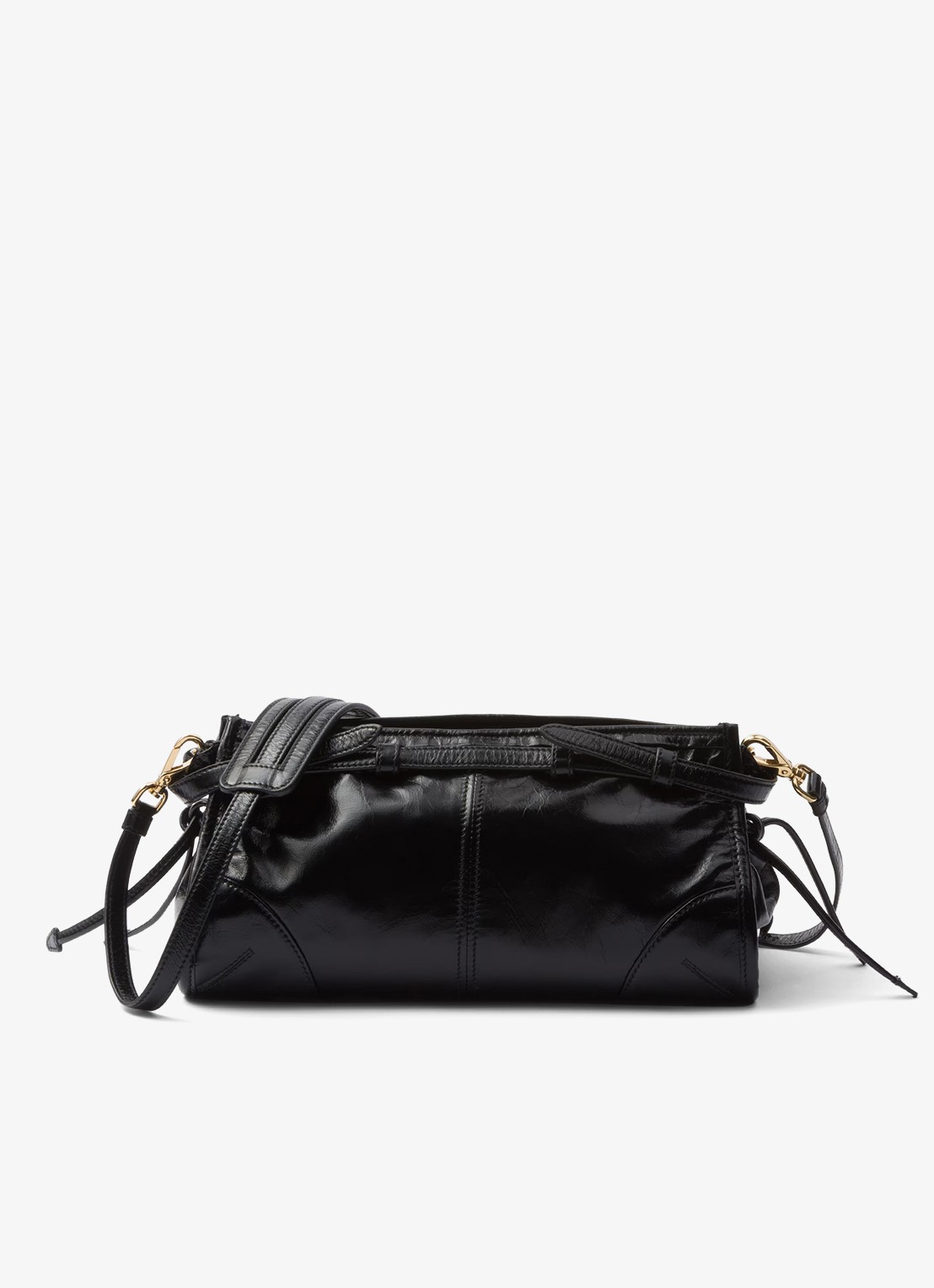 Prada Bonnie Small schoudertas van leer met afneembare schouderriem - achterkant zwart