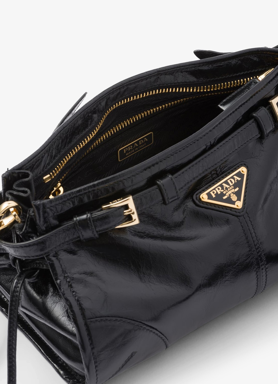 Prada Bonnie Small schoudertas van leer met afneembare schouderriem - detail 3 zwart