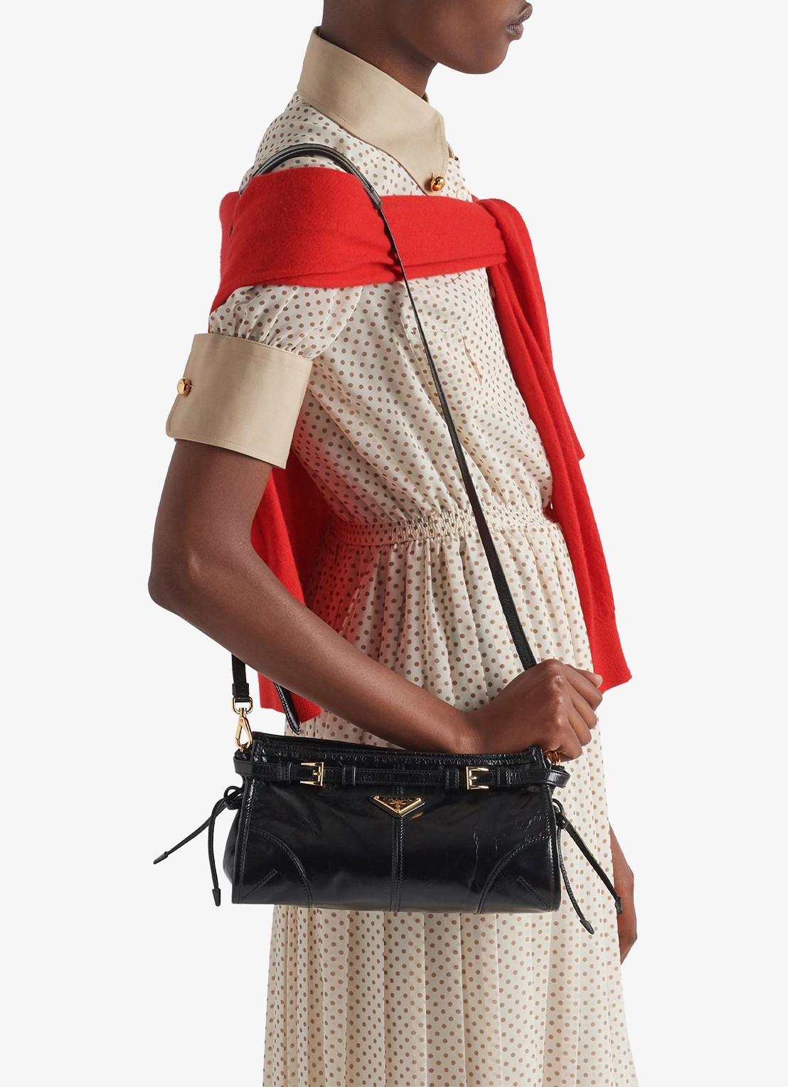 Prada Bonnie Small schoudertas van leer met afneembare schouderriem - detail 5 zwart