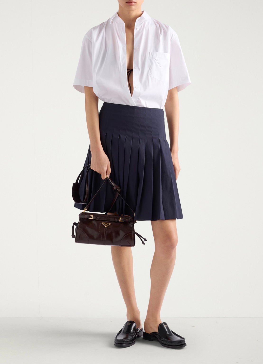 Prada Bonnie Small schoudertas van leer met afneembare schouderriem - detail 4 donkerbruin
