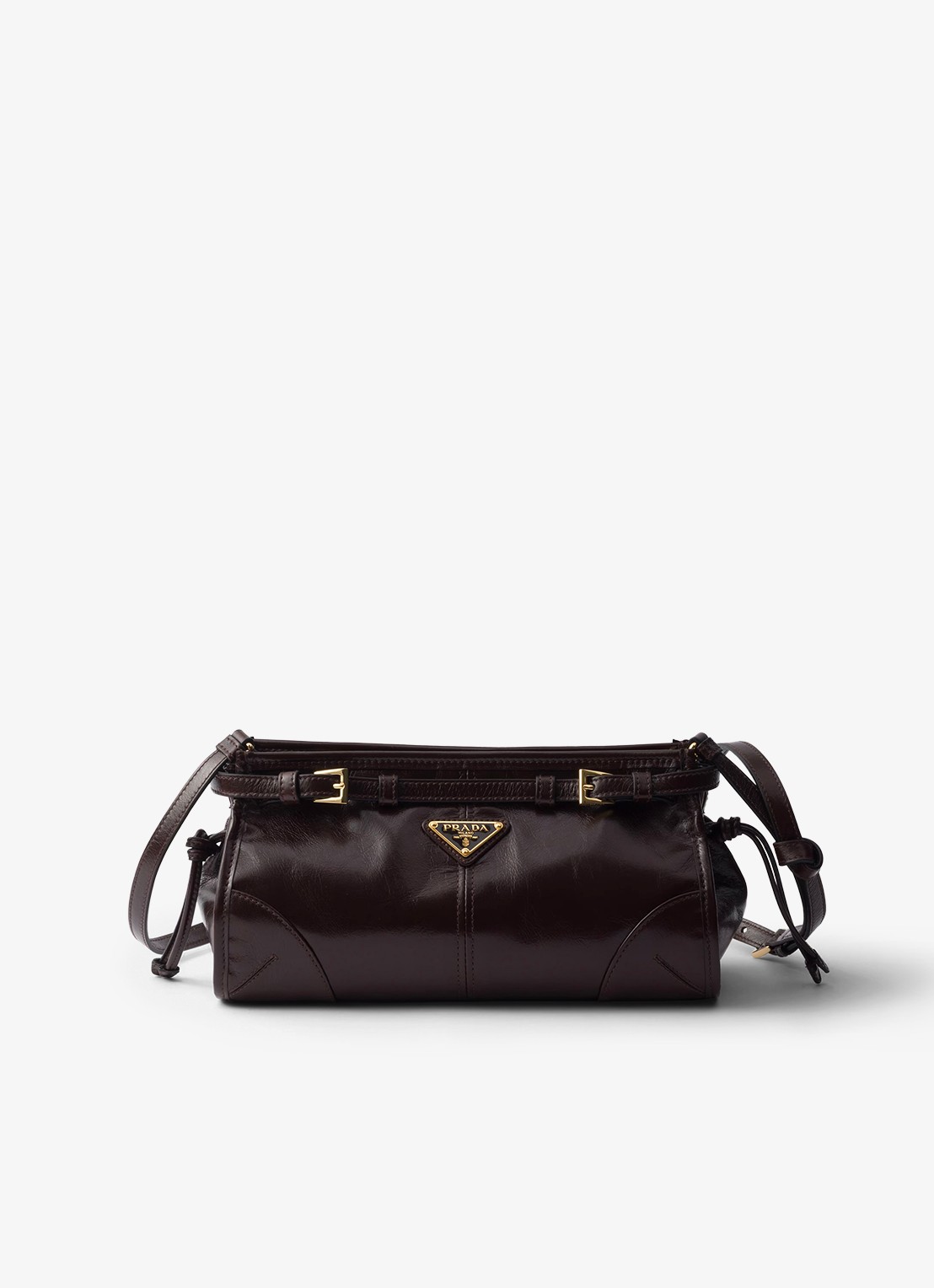 Prada Bonnie Small schoudertas van leer met afneembare schouderriem - voorkant 5 donkerbruin