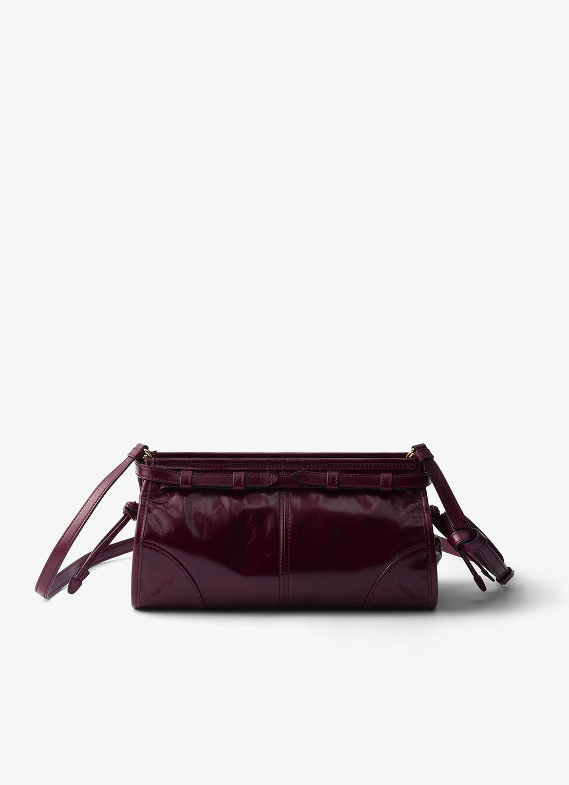 Prada Bonnie Small schoudertas van leer met afneembare schouderriem - achterkant 7 bordeauxrood