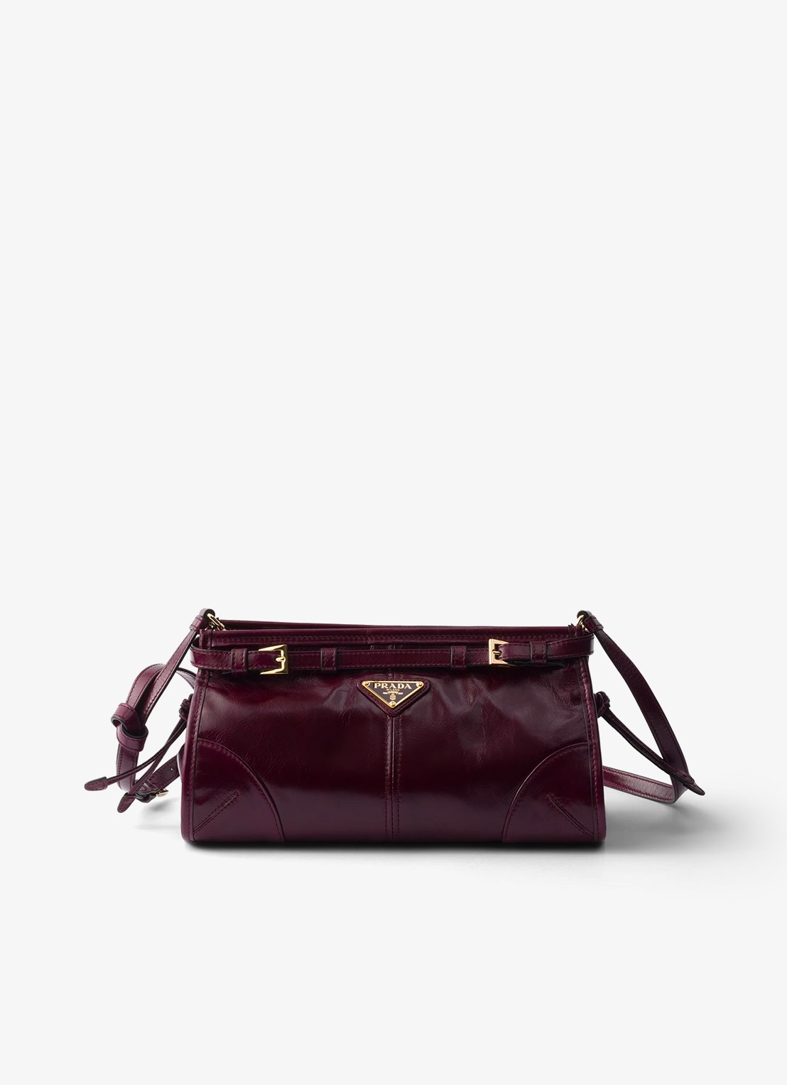 Prada Bonnie Small schoudertas van leer met afneembare schouderriem - voorkant 5 bordeauxrood