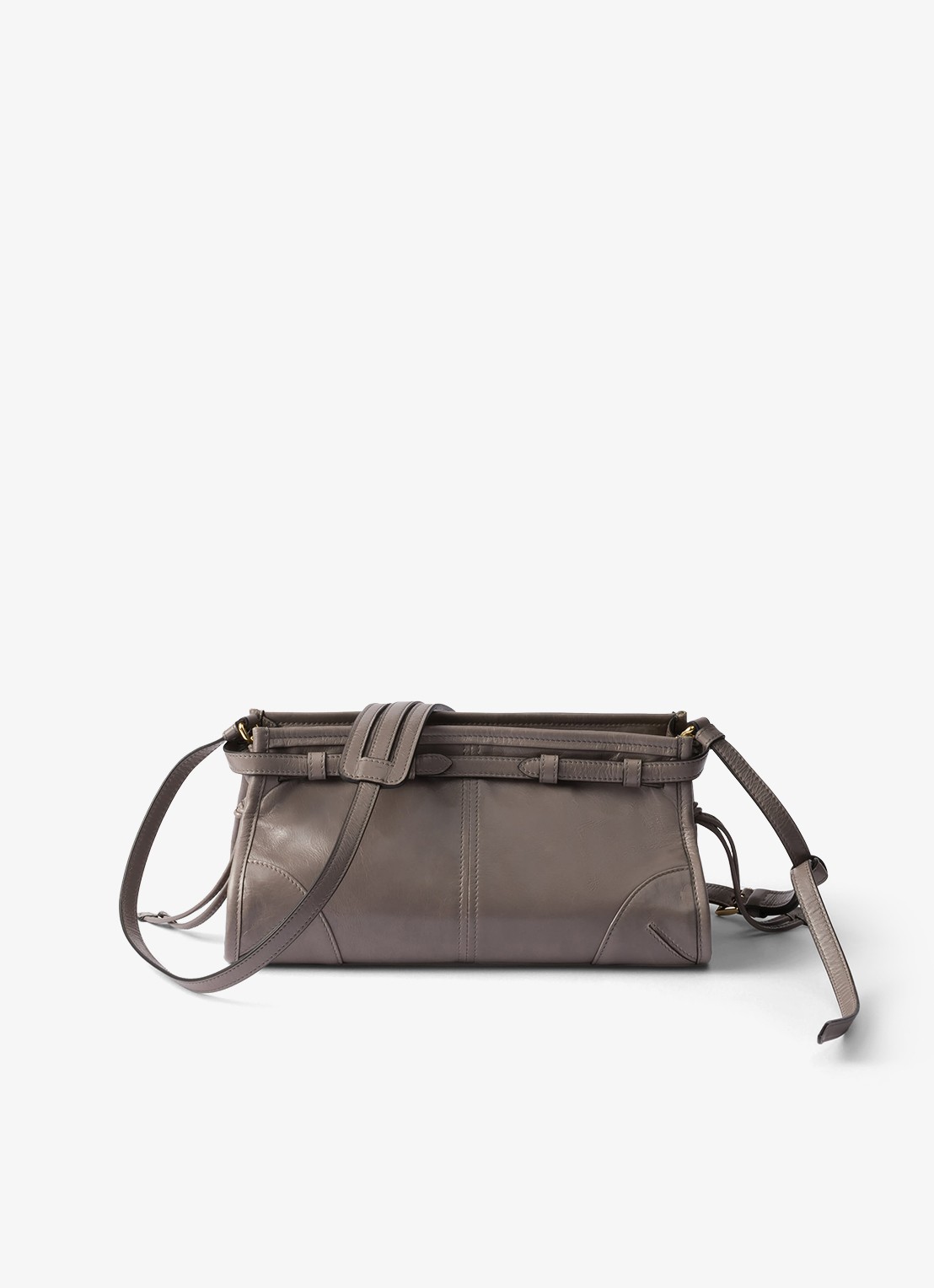 Prada Bonnie Small schoudertas van leer met afneembare schouderriem - achterkant taupe