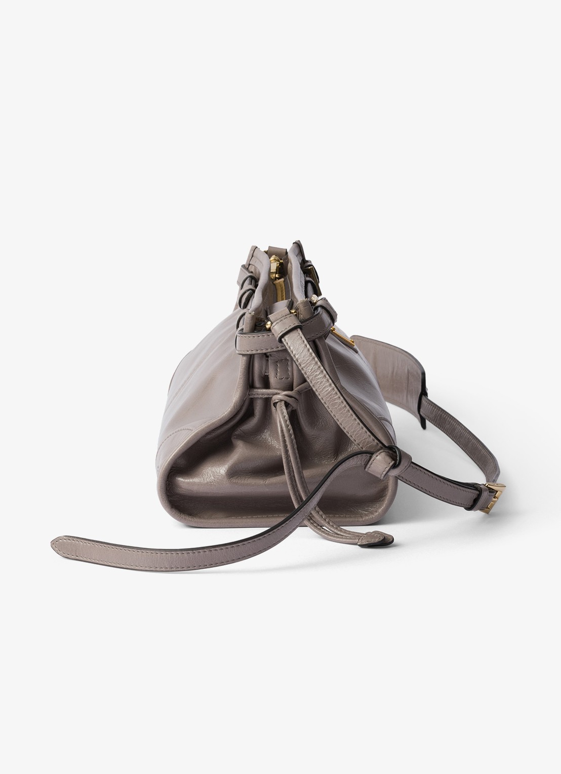 Prada Bonnie Small schoudertas van leer met afneembare schouderriem - detail 3 taupe
