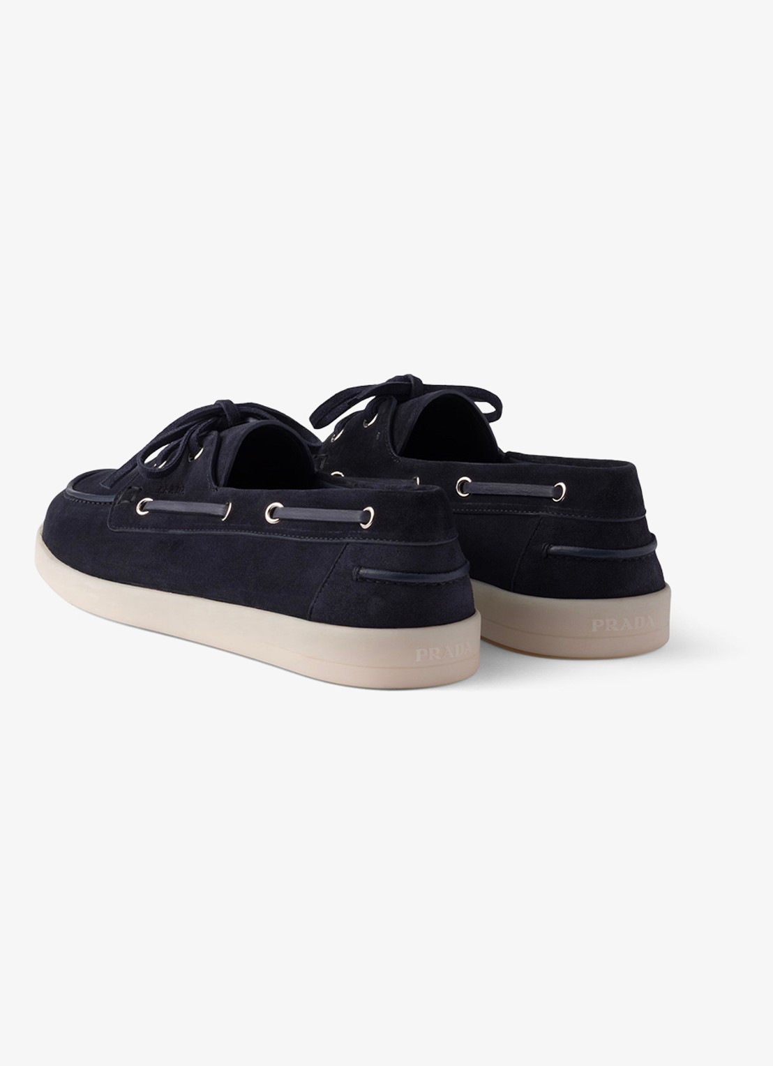Prada Bootschoen van suède - achterkant 5 donkerblauw