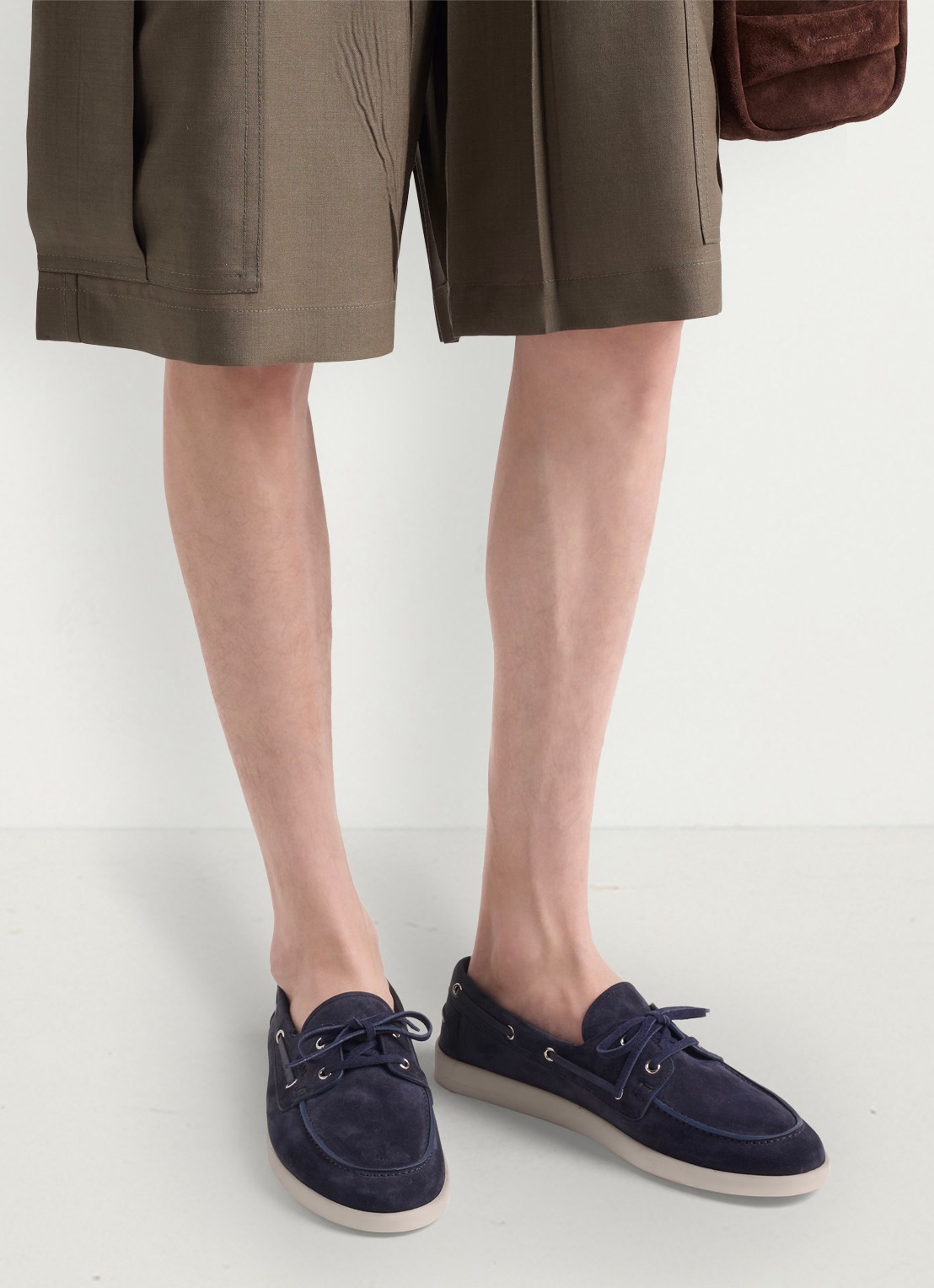 Prada Bootschoen van suède - voorkant 7 donkerblauw