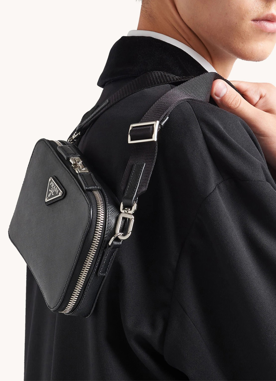 Prada Brique crossbodytas van leer - detail 7 zwart