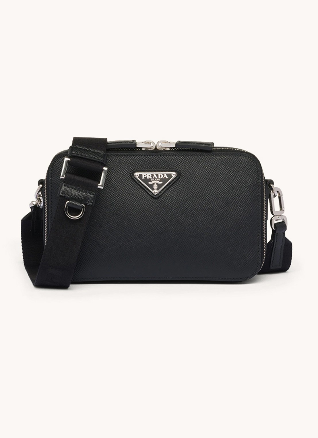 Prada Brique crossbodytas van leer - voorkant zwart