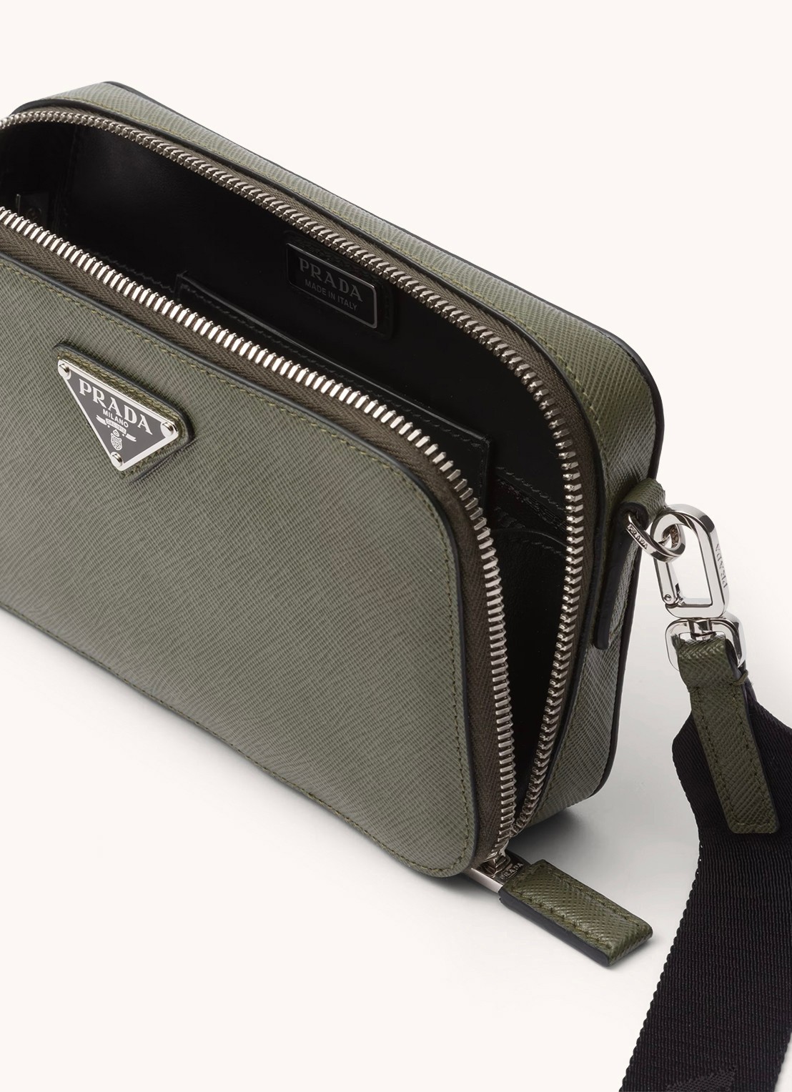 Prada Brique crossbodytas van leer - detail 2 olijfgroen