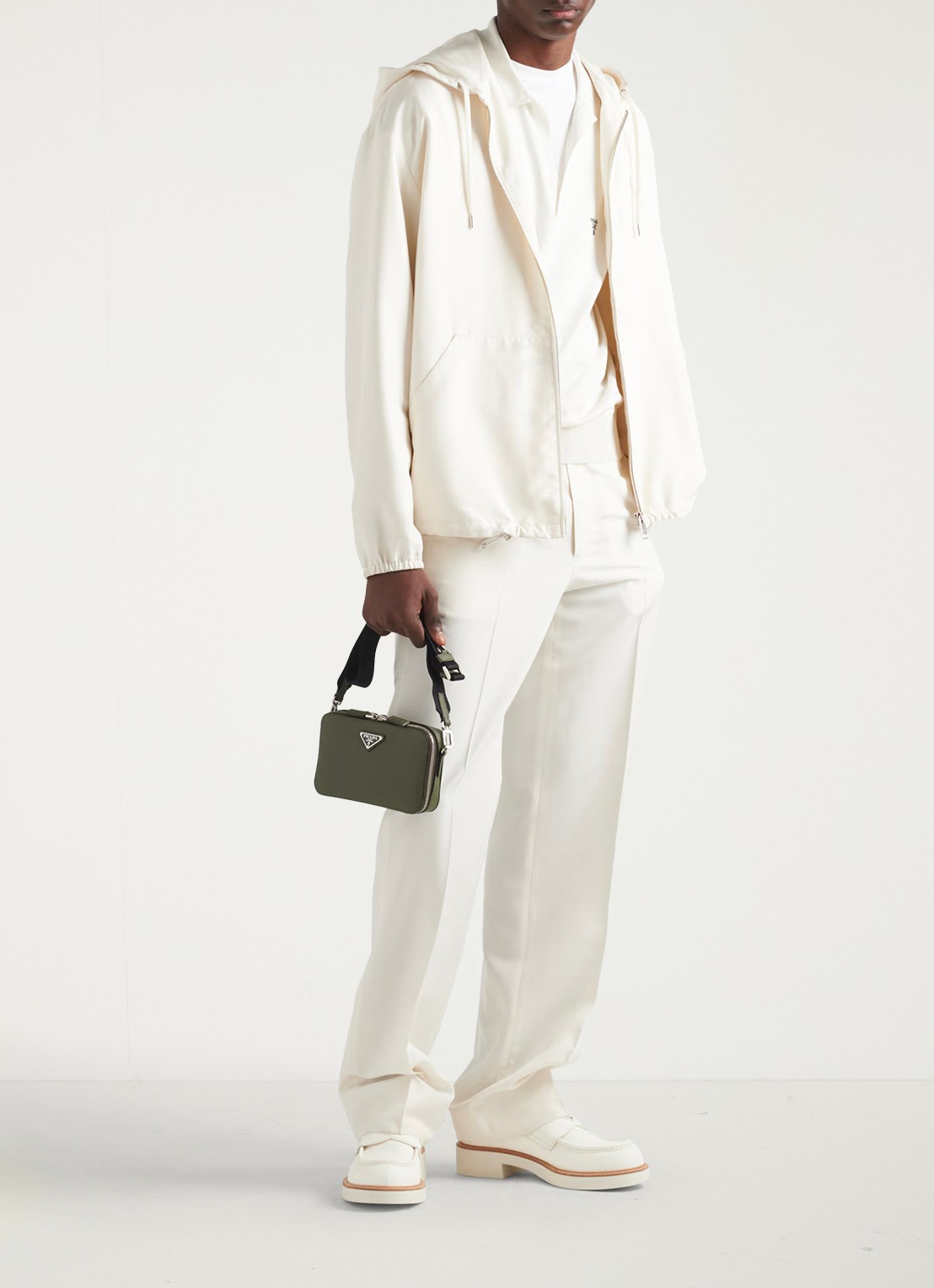 Prada Brique crossbodytas van leer - detail 4 olijfgroen