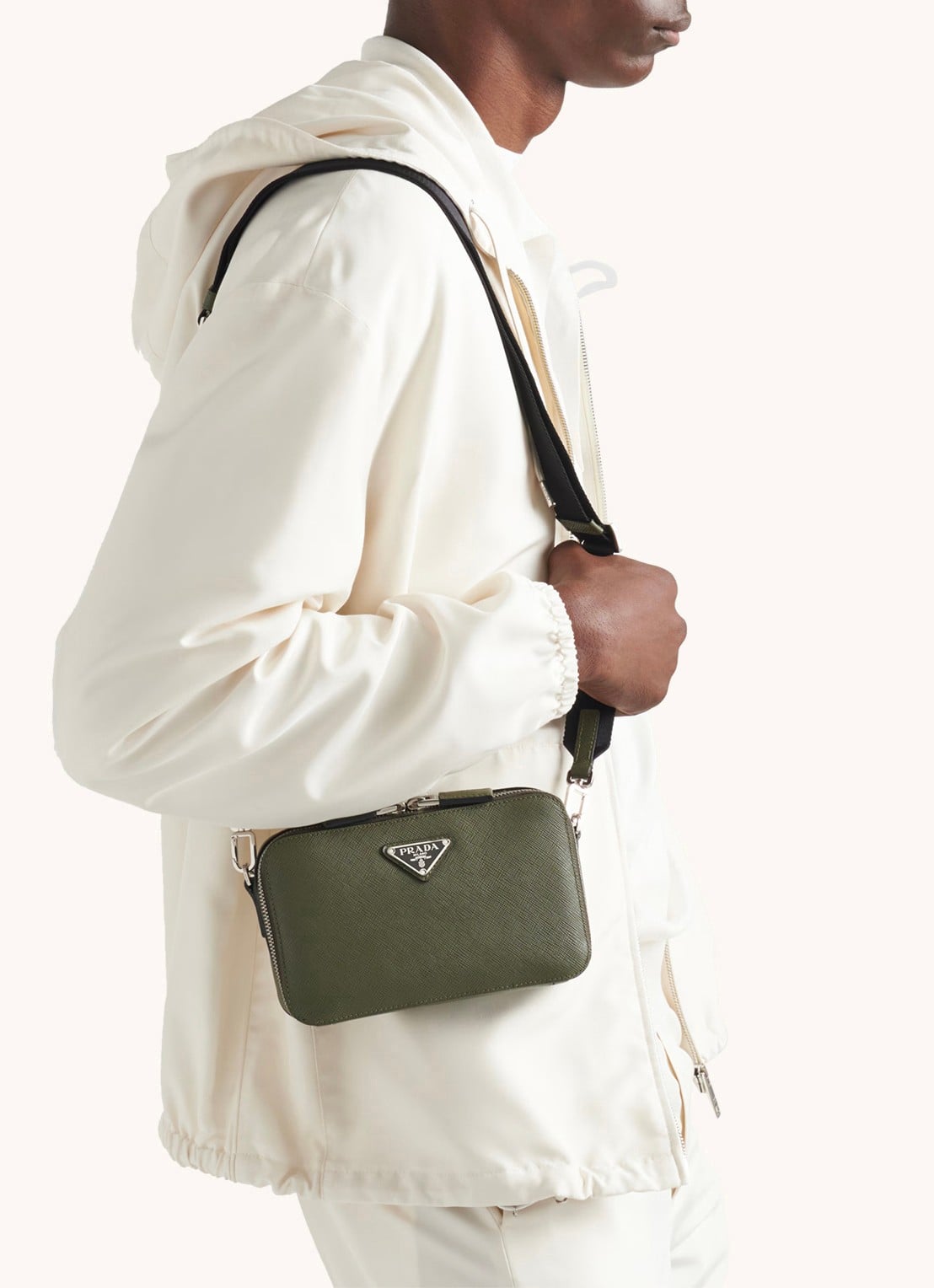 Prada Brique crossbodytas van leer - voorkant 7 olijfgroen