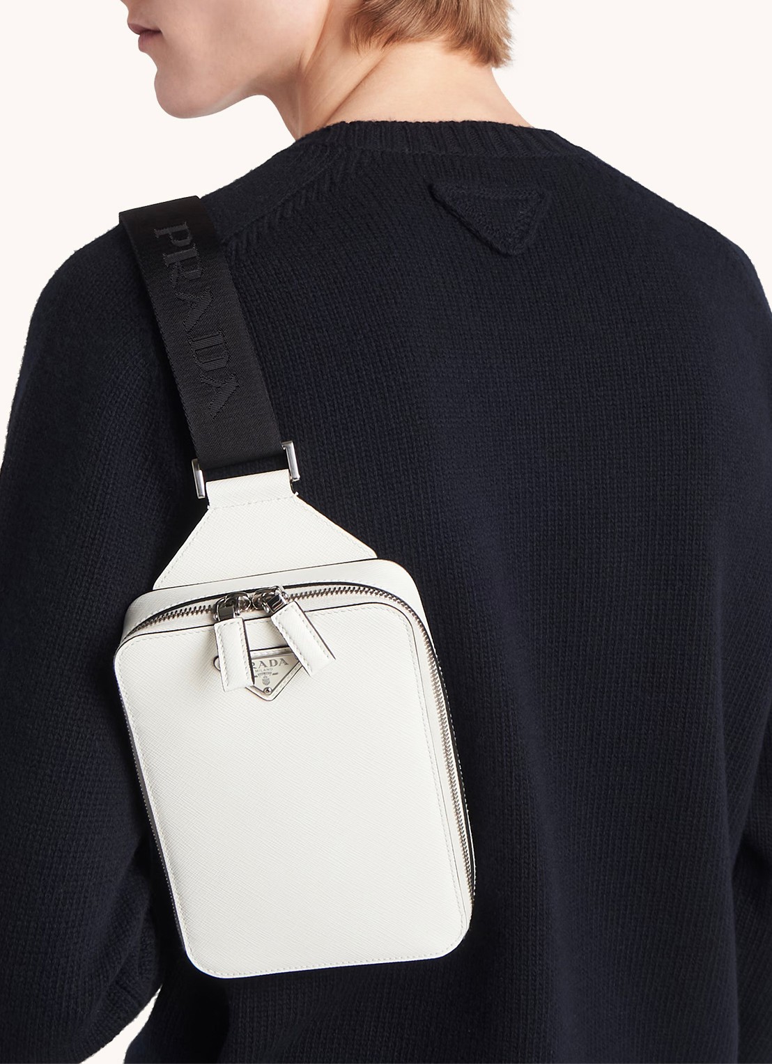 Prada Brique schoudertas van kalfsleer - detail 7 wit