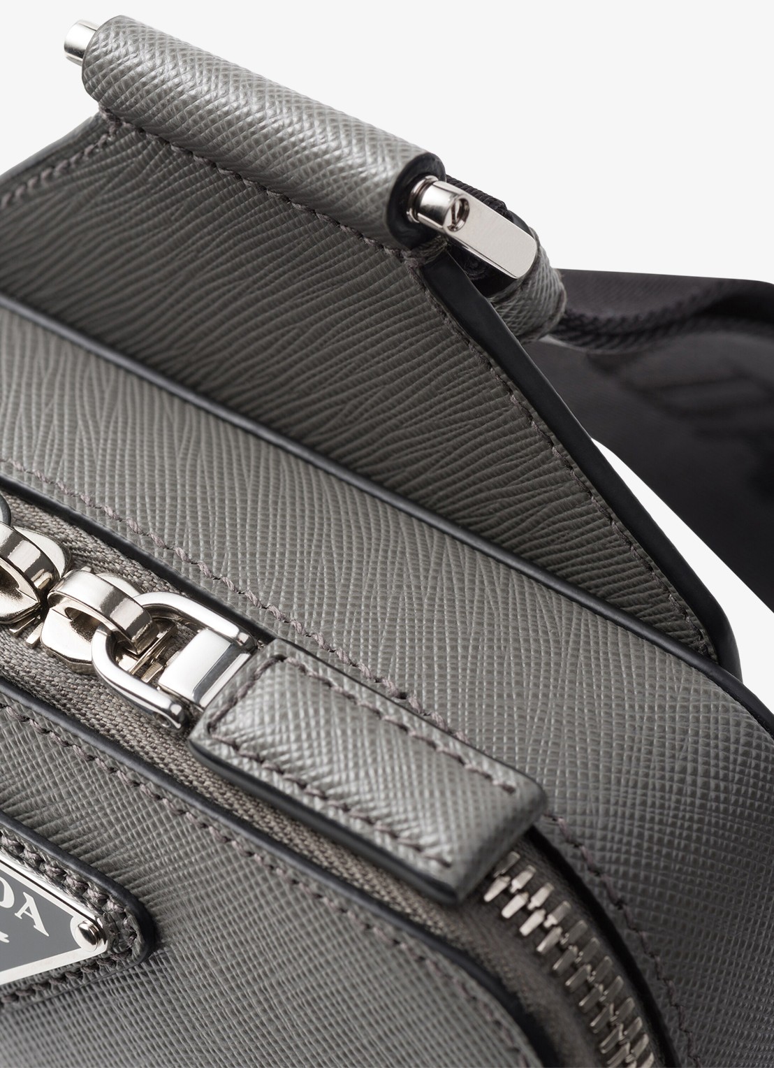 Prada Brique schoudertas van kalfsleer - detail 5 donkergrijs