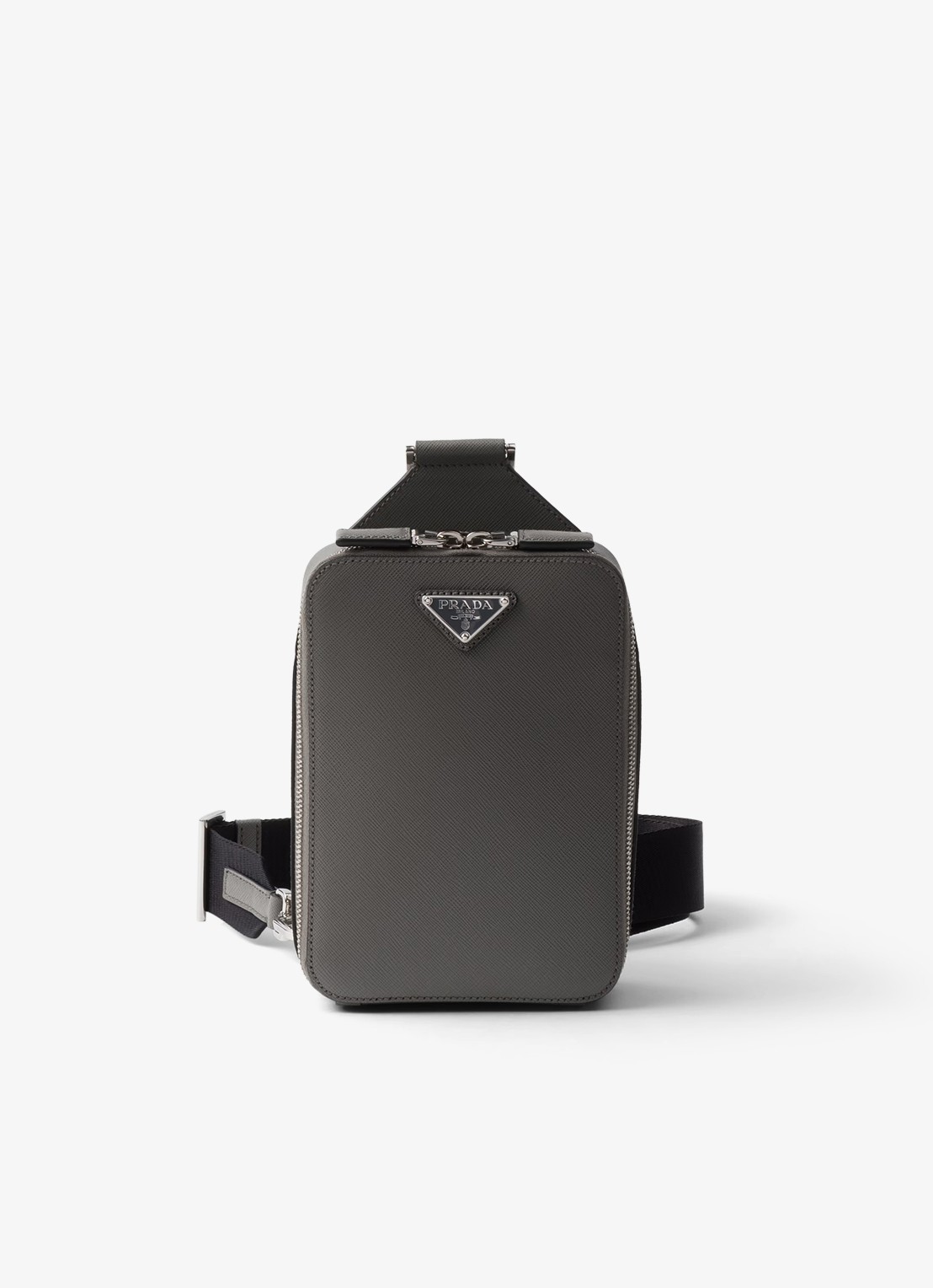 Prada Brique schoudertas van kalfsleer - voorkant donkergrijs