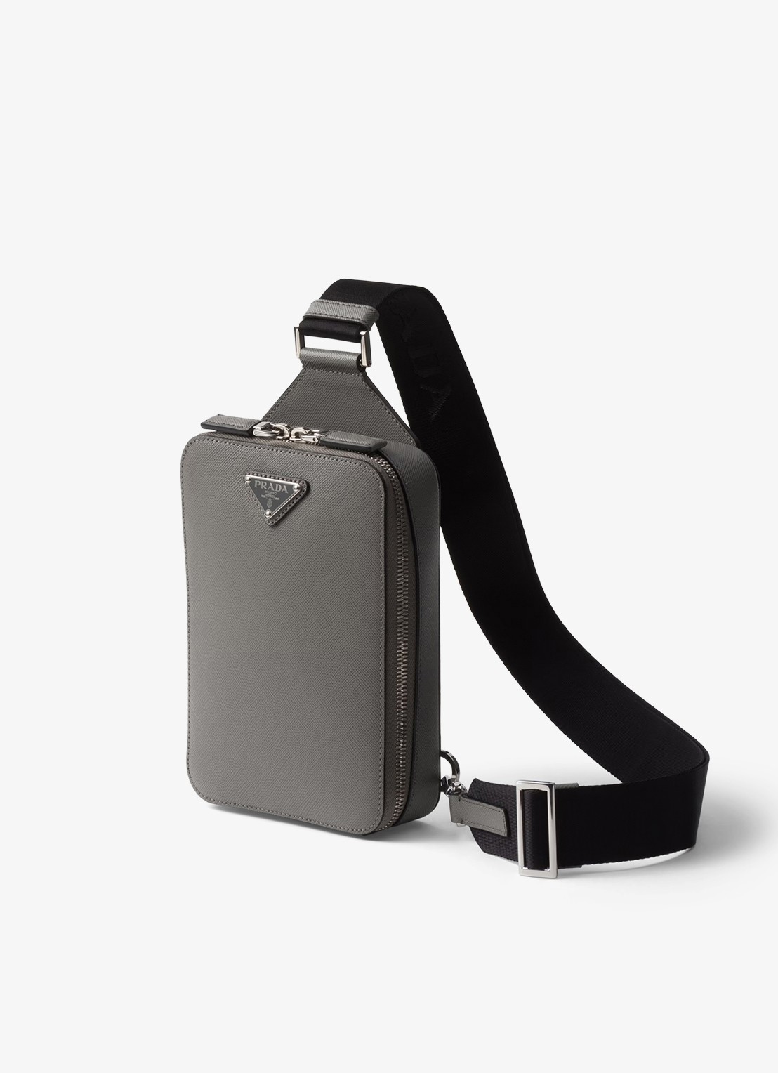 Prada Brique schoudertas van kalfsleer - voorkant 2 donkergrijs
