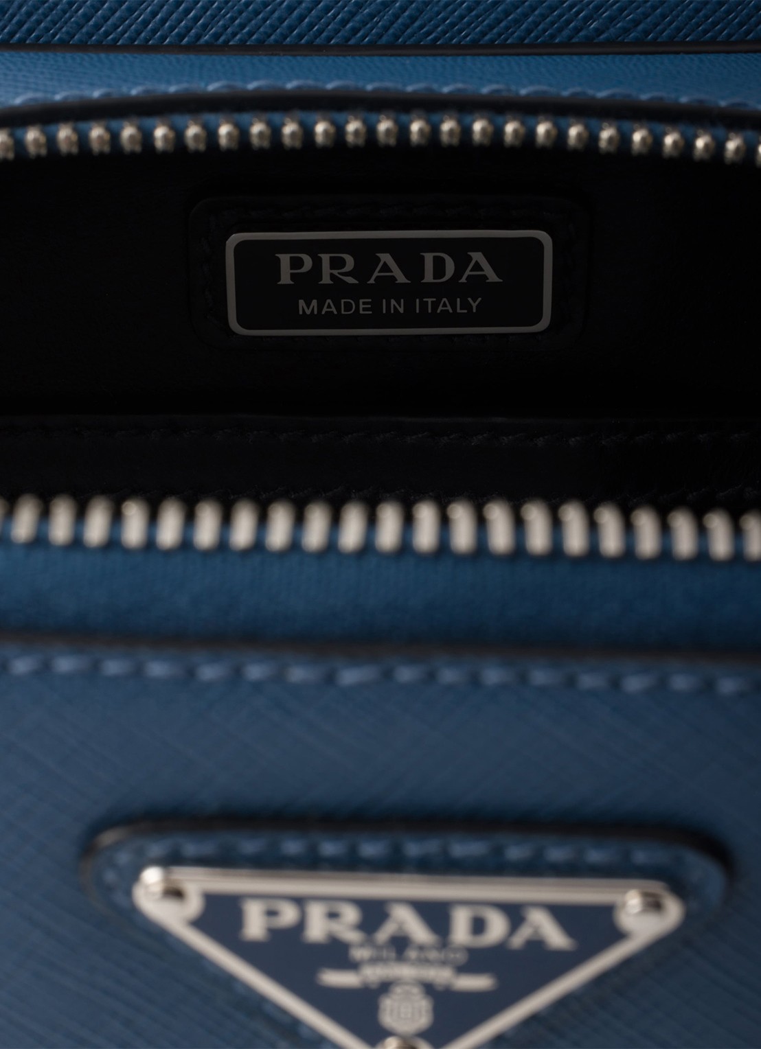 Prada Brique schoudertas van kalfsleer - detail 3 staalblauw