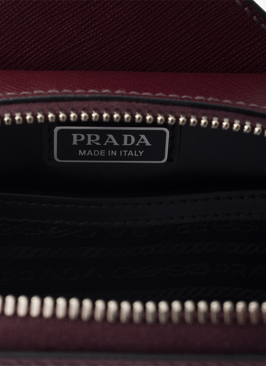 Prada Brique schoudertas van kalfsleer - detail 4 bordeauxrood