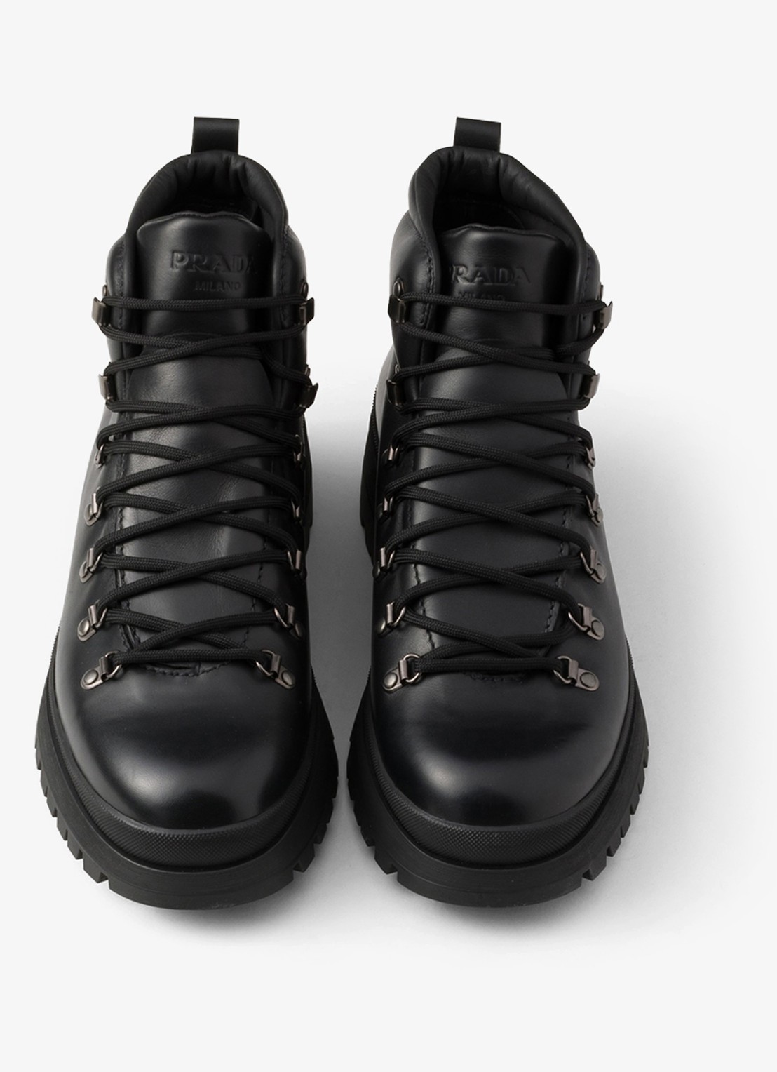 Prada Brixxen veterboot van leer - detail 4 zwart