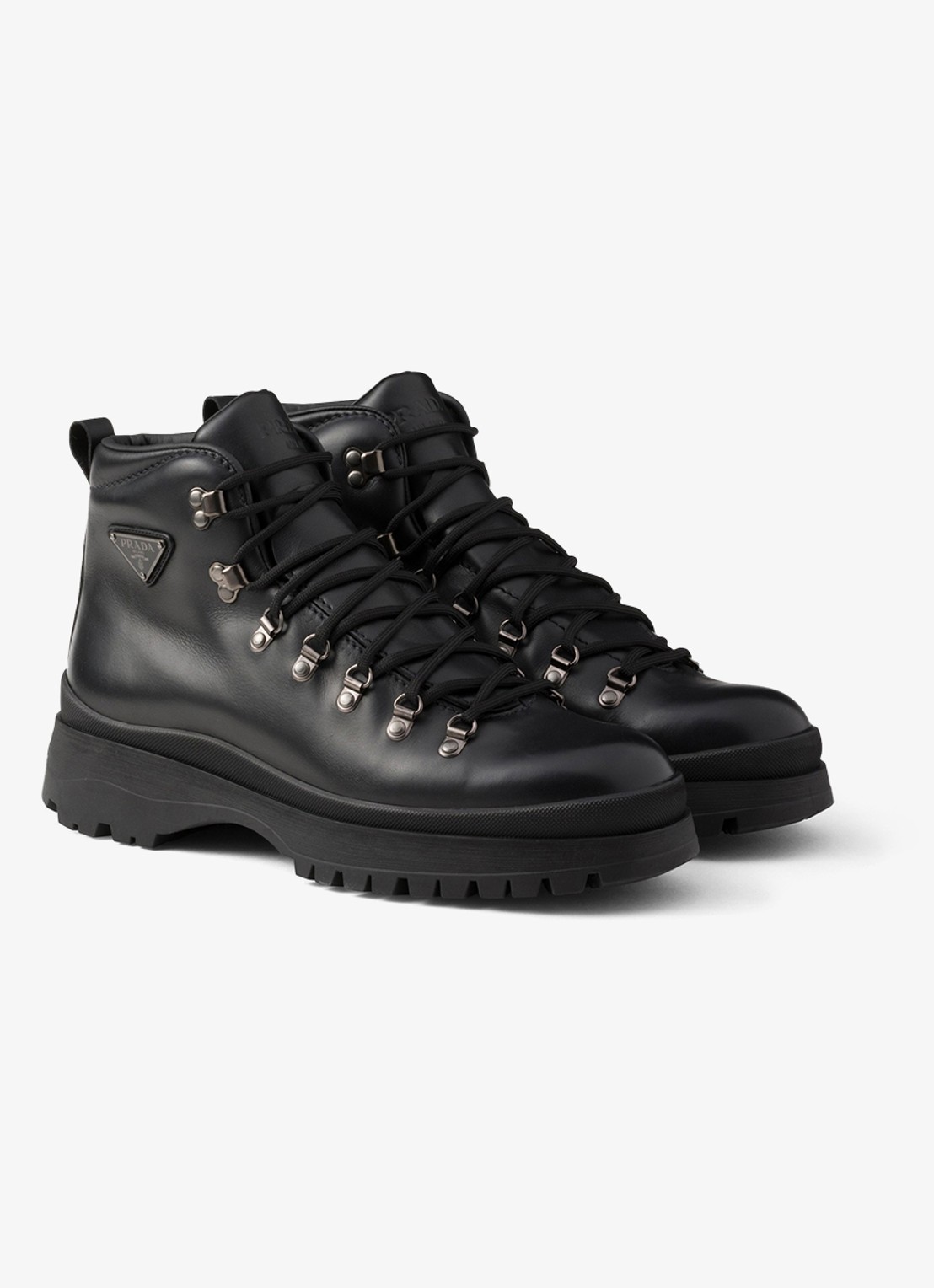 Prada Brixxen veterboot van leer - voorkant 2 zwart