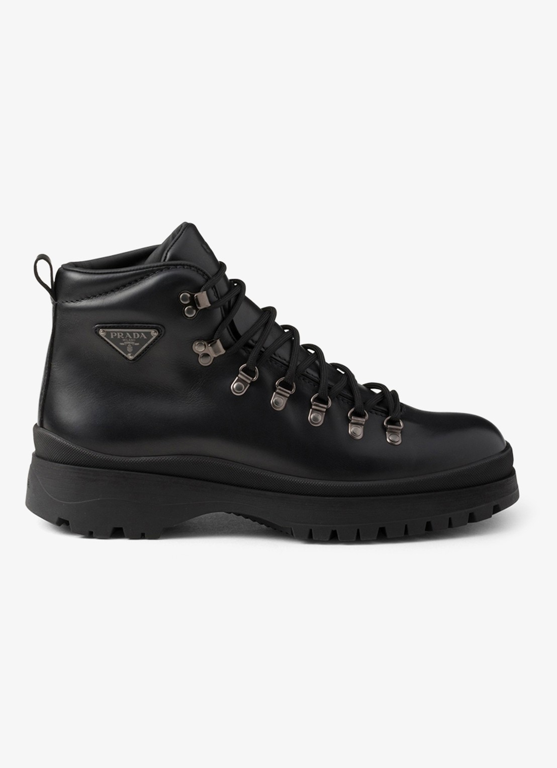 Prada Brixxen veterboot van leer - voorkant 3 zwart
