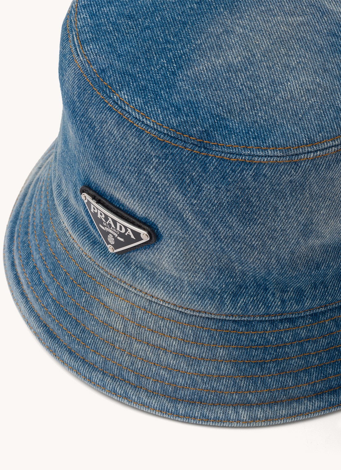 Prada Bucket hoed van denim met logo - detail 3 indigo