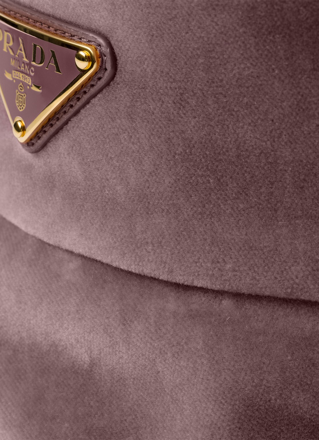 Prada Bucket hoed van fluweel met logo - detail 2 oudroze