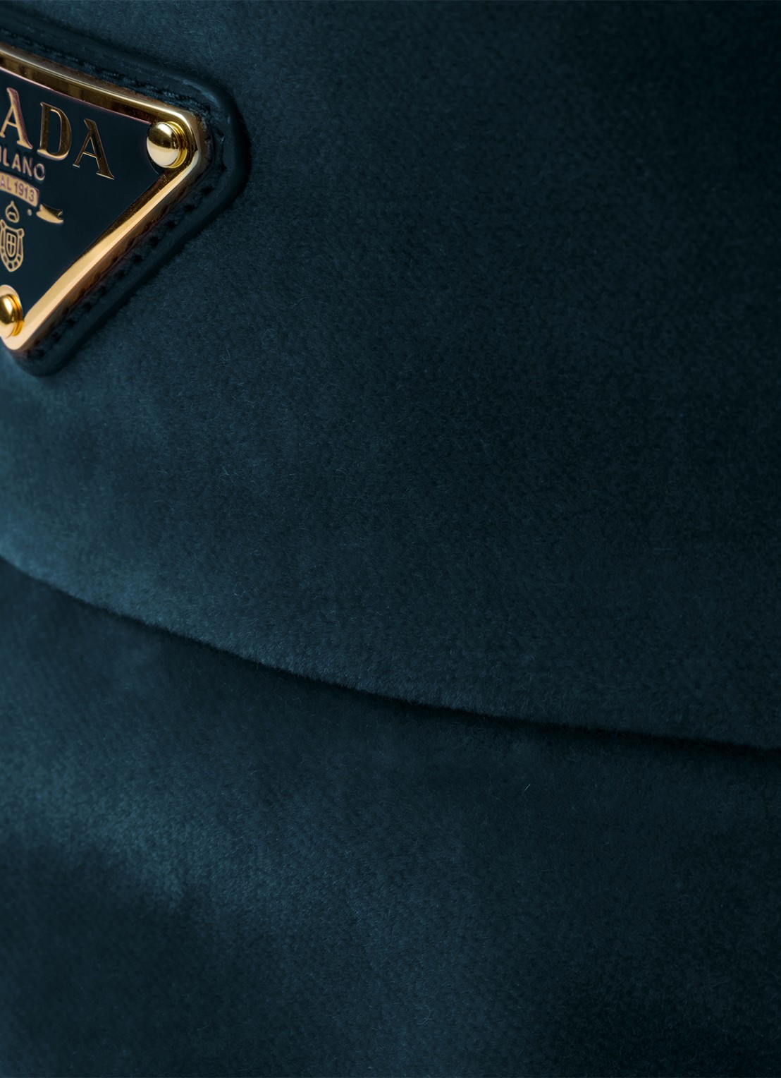 Prada Bucket hoed van fluweel met logo - detail 3 petrol