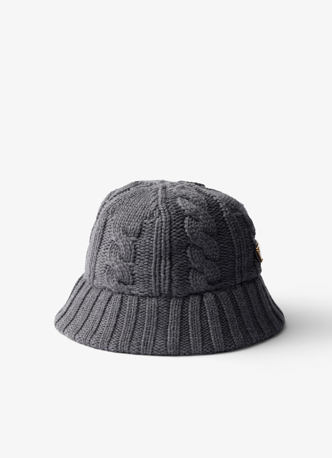 Prada Bucket hoed van wol met logo - voorkant 2 grijs