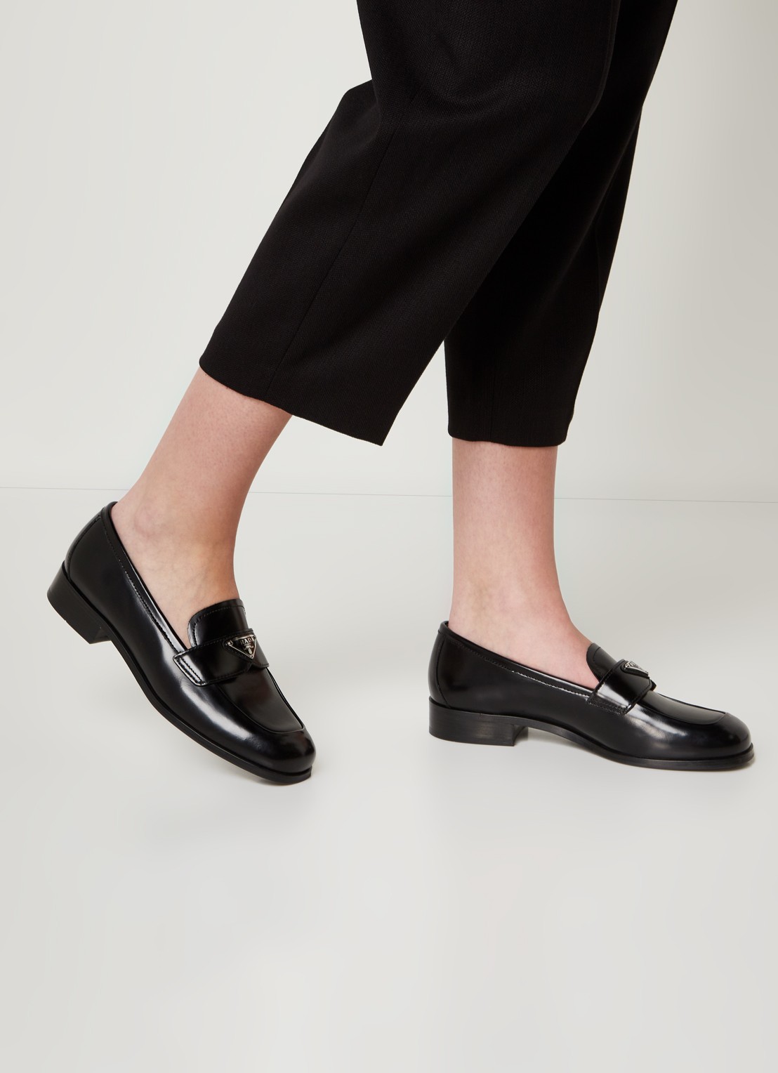 Prada Calzature Donna loafer van leer - voorkant 7 zwart