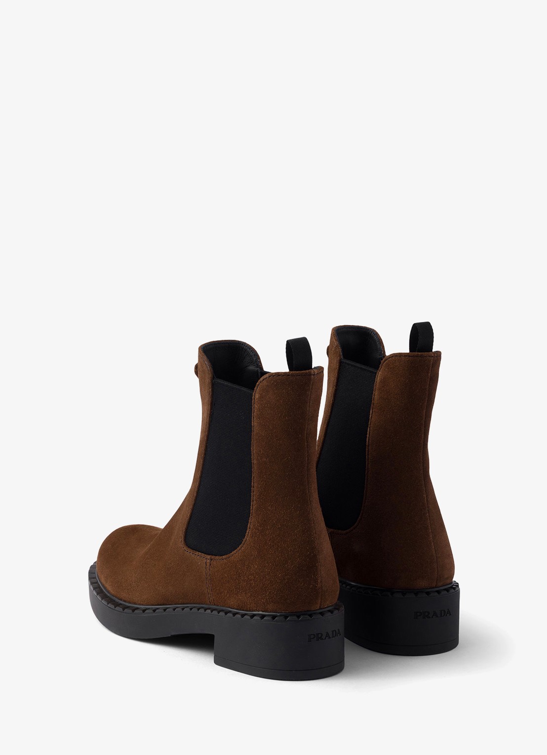 Prada Chelsea boot van suède - achterkant 5 donkerbruin