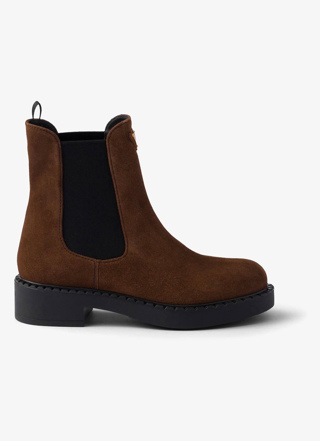 Prada Chelsea boot van suède - voorkant 3 donkerbruin