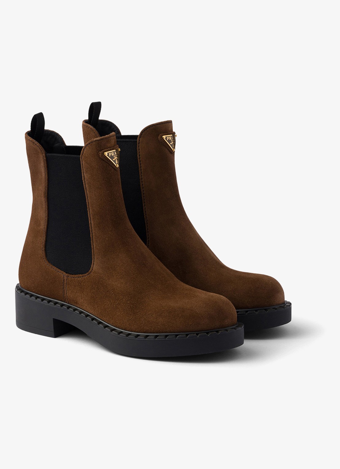Prada Chelsea boot van suède - voorkant 4 donkerbruin