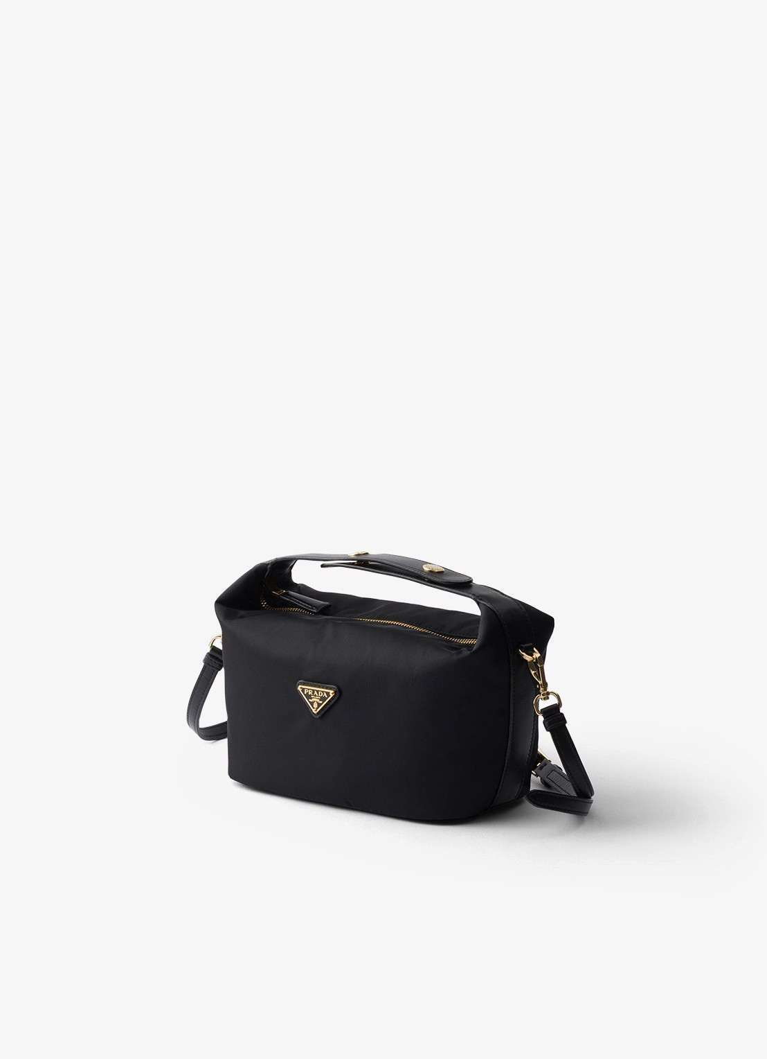 Prada Chérie Re-Nylon Mini handtas met leren details - detail 4 zwart