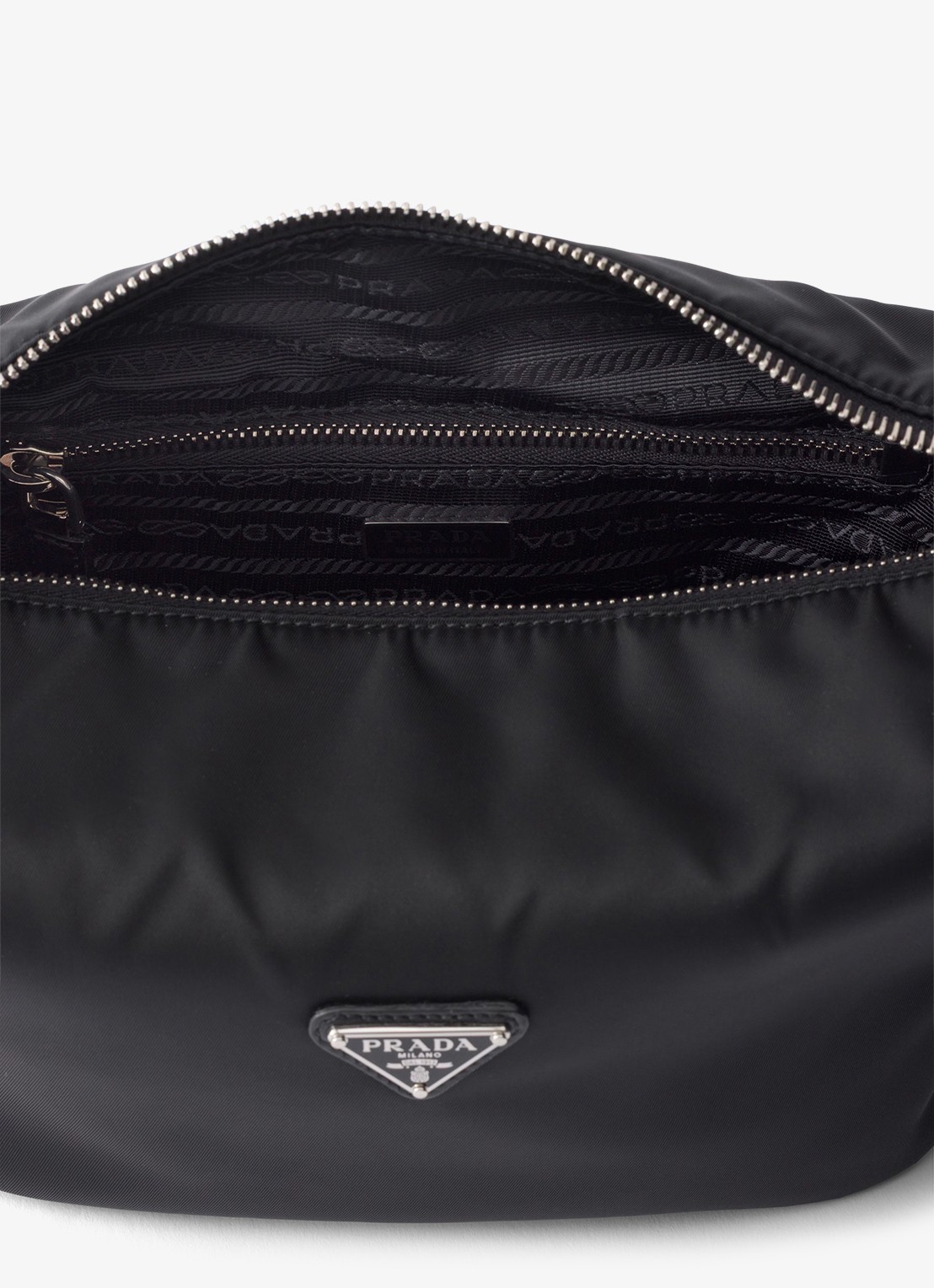 Prada Chérie Re-Nylon Mini handtas met leren details - detail 3 diepzwart